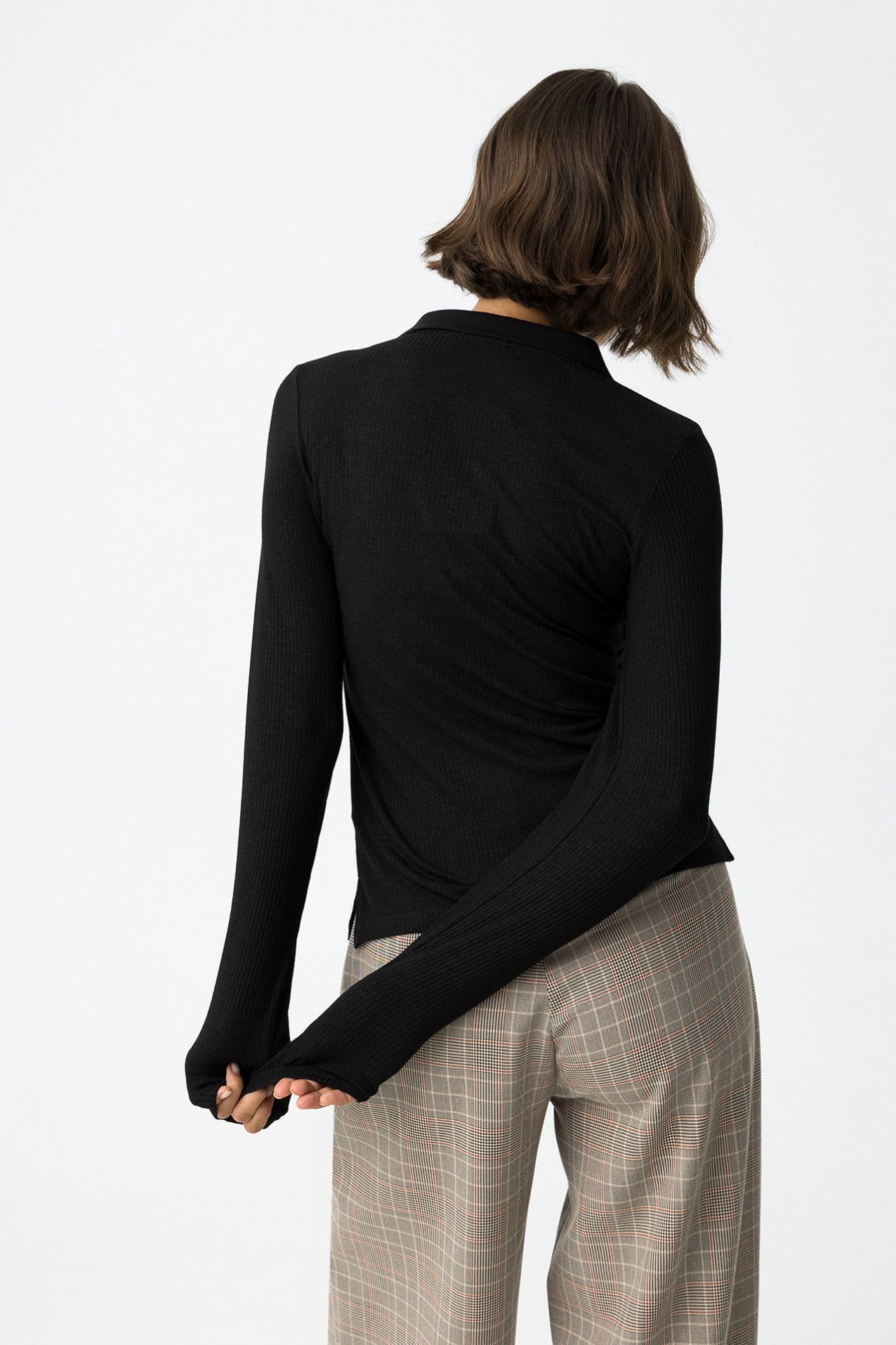 Ribbed Sweater with Drawstring