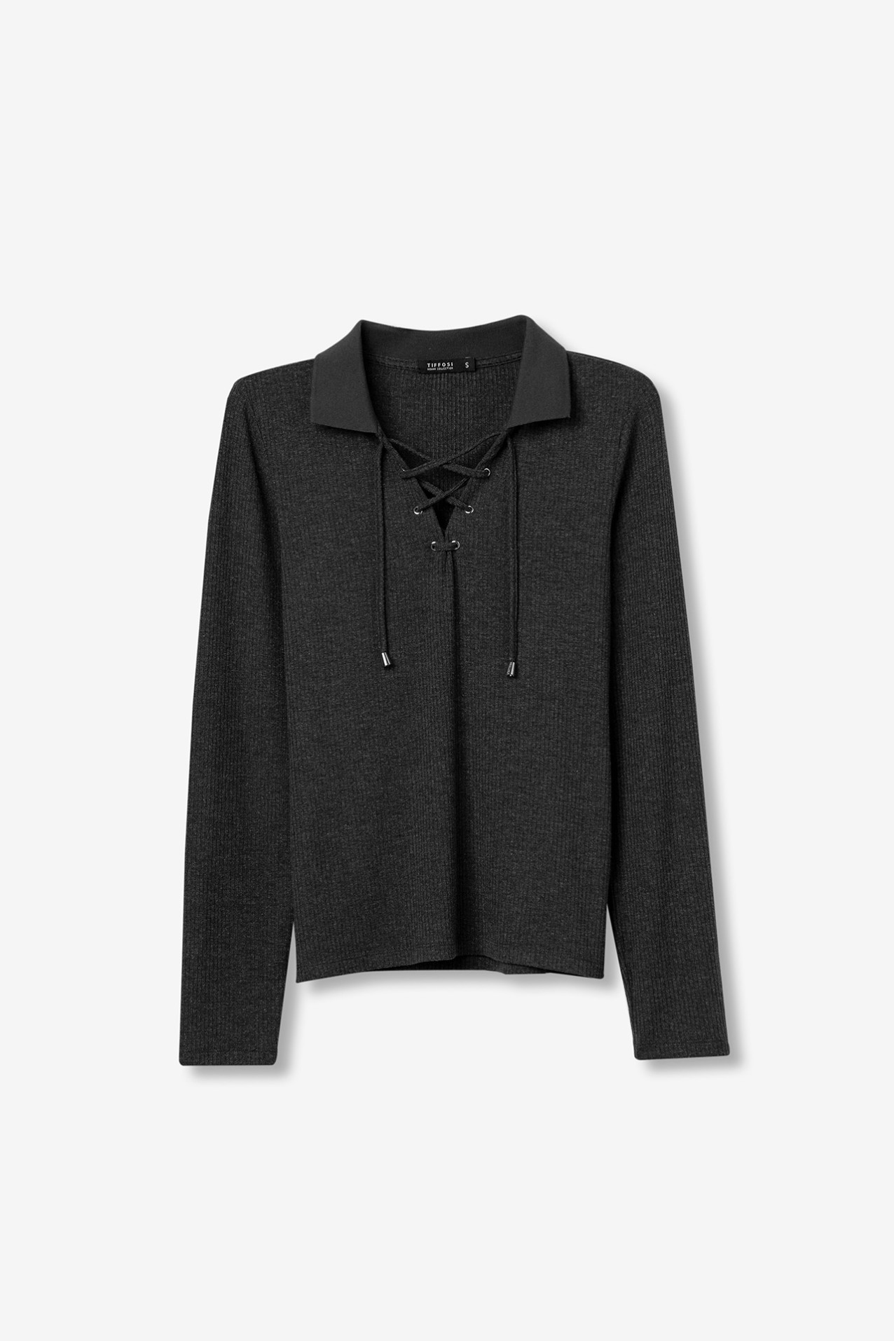 Ribbed Sweater with Drawstring