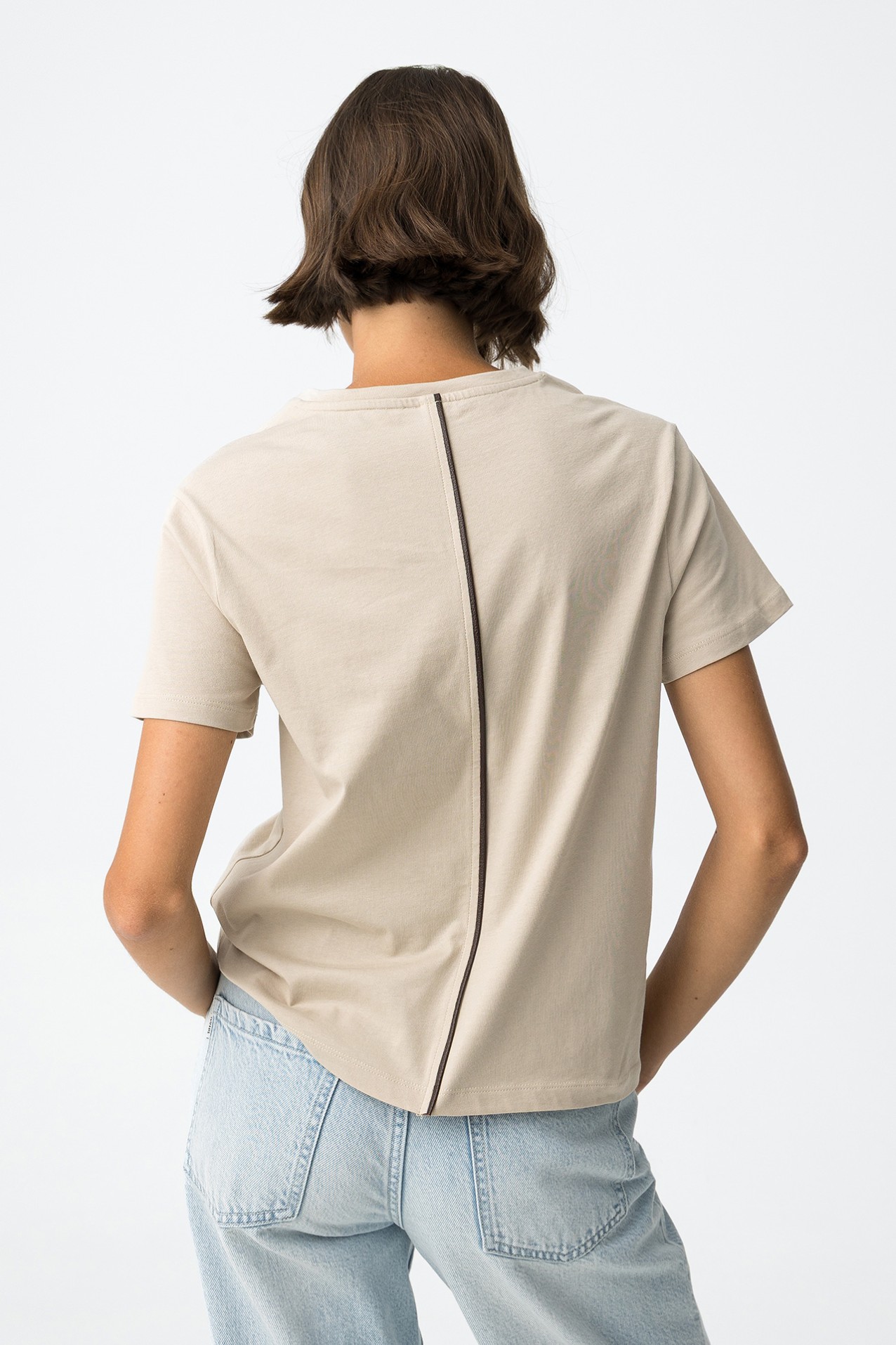 Embroidered Faux Leather Tee