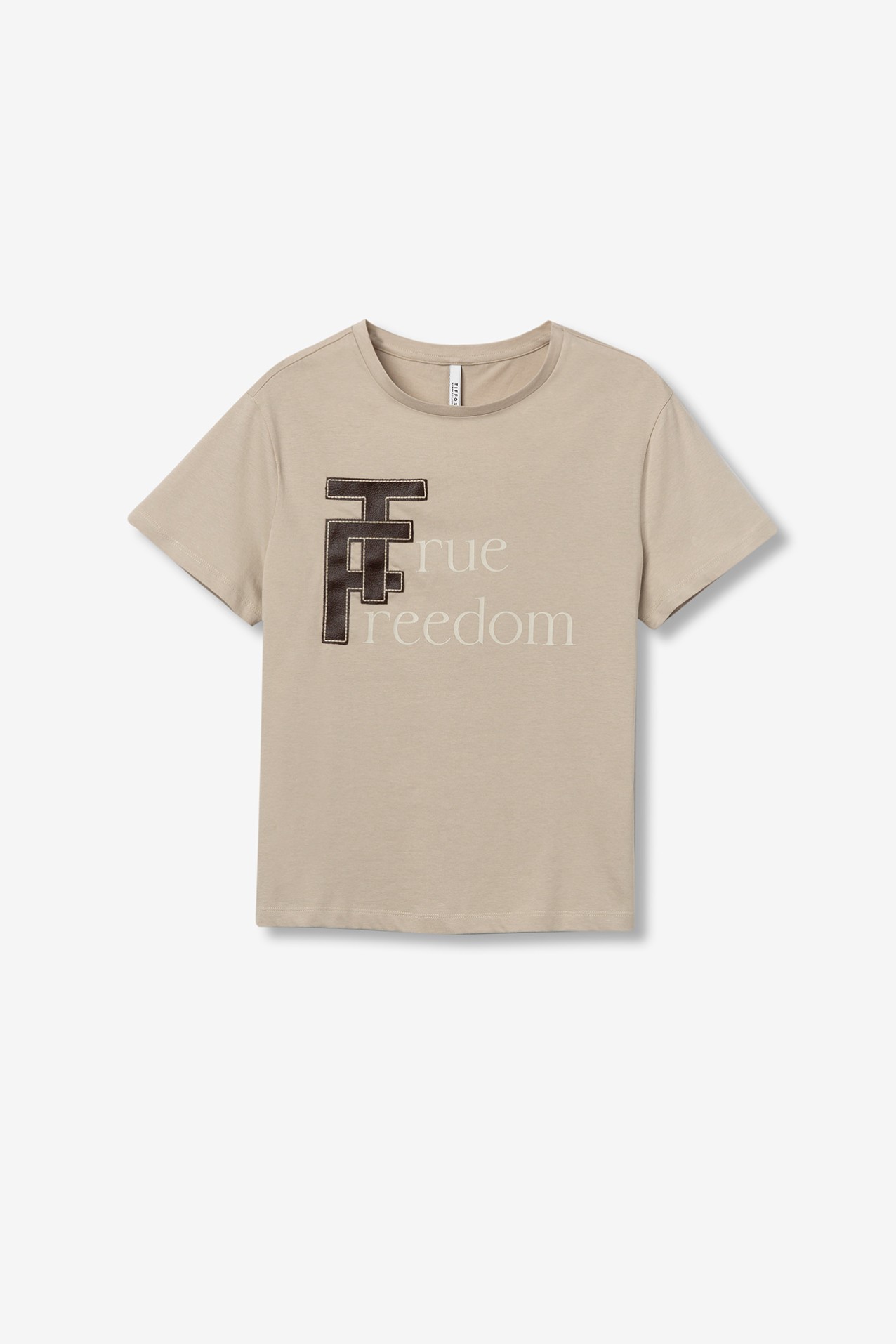 Embroidered Faux Leather Tee