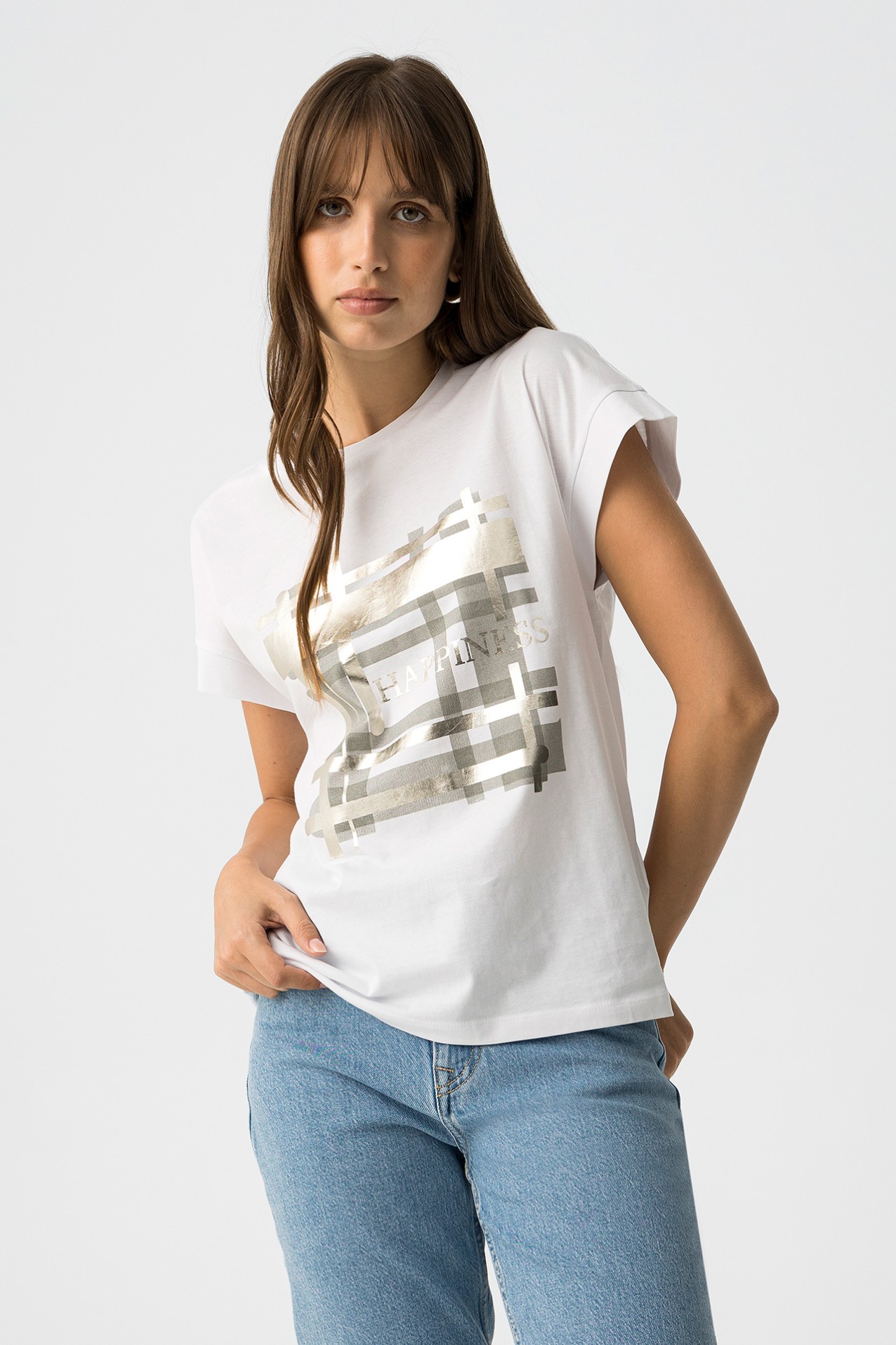 T-shirt with Metallic Print