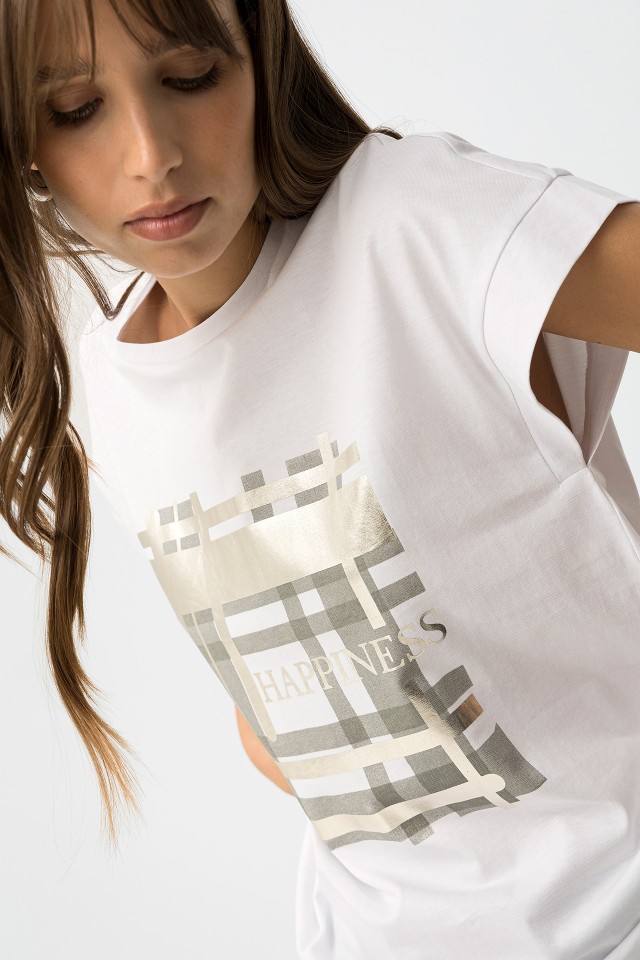 T-shirt com Estampado Metálico T-shirt com Estampado Metálico