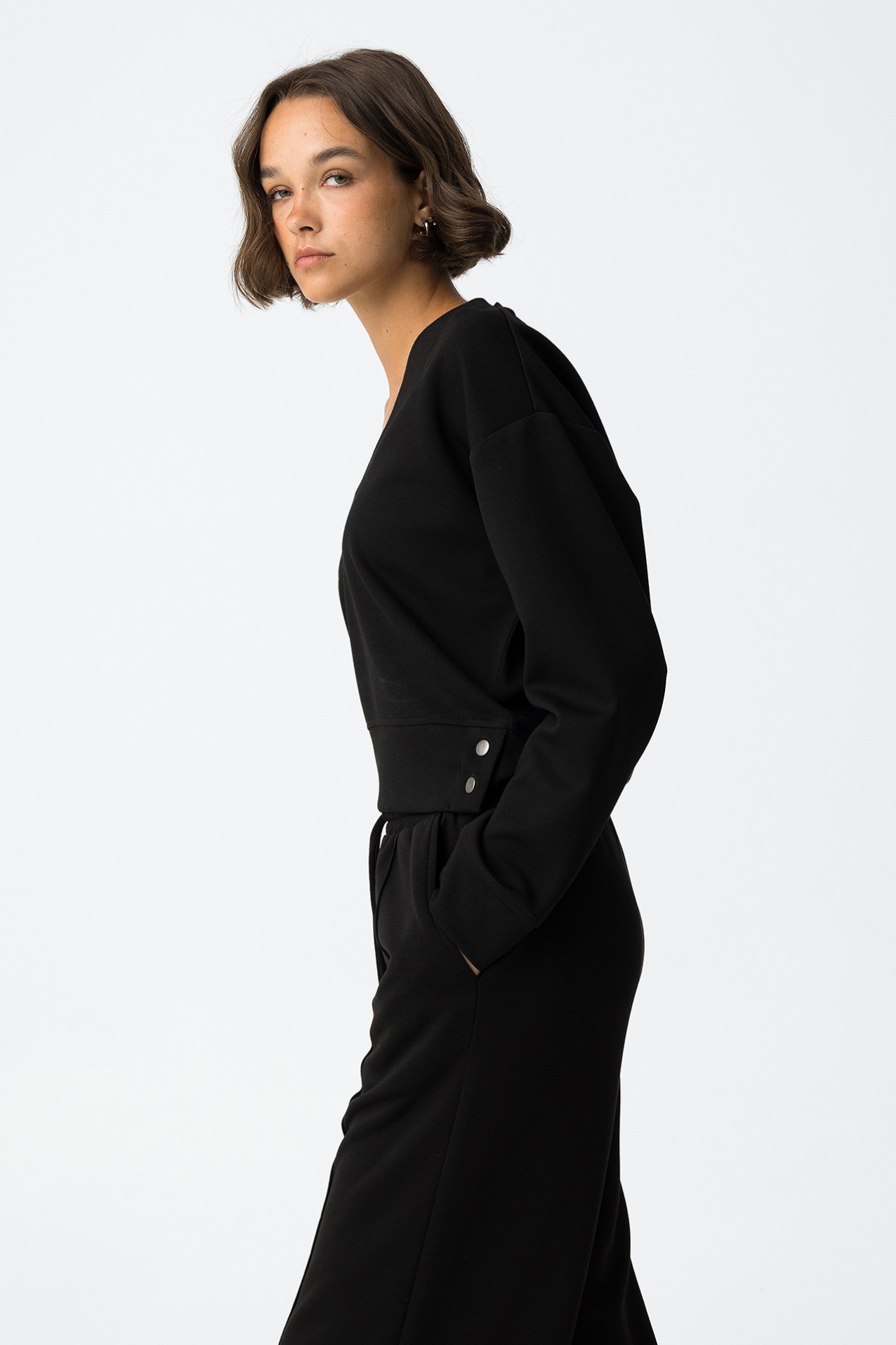 Black V-Neck Sweatshirt