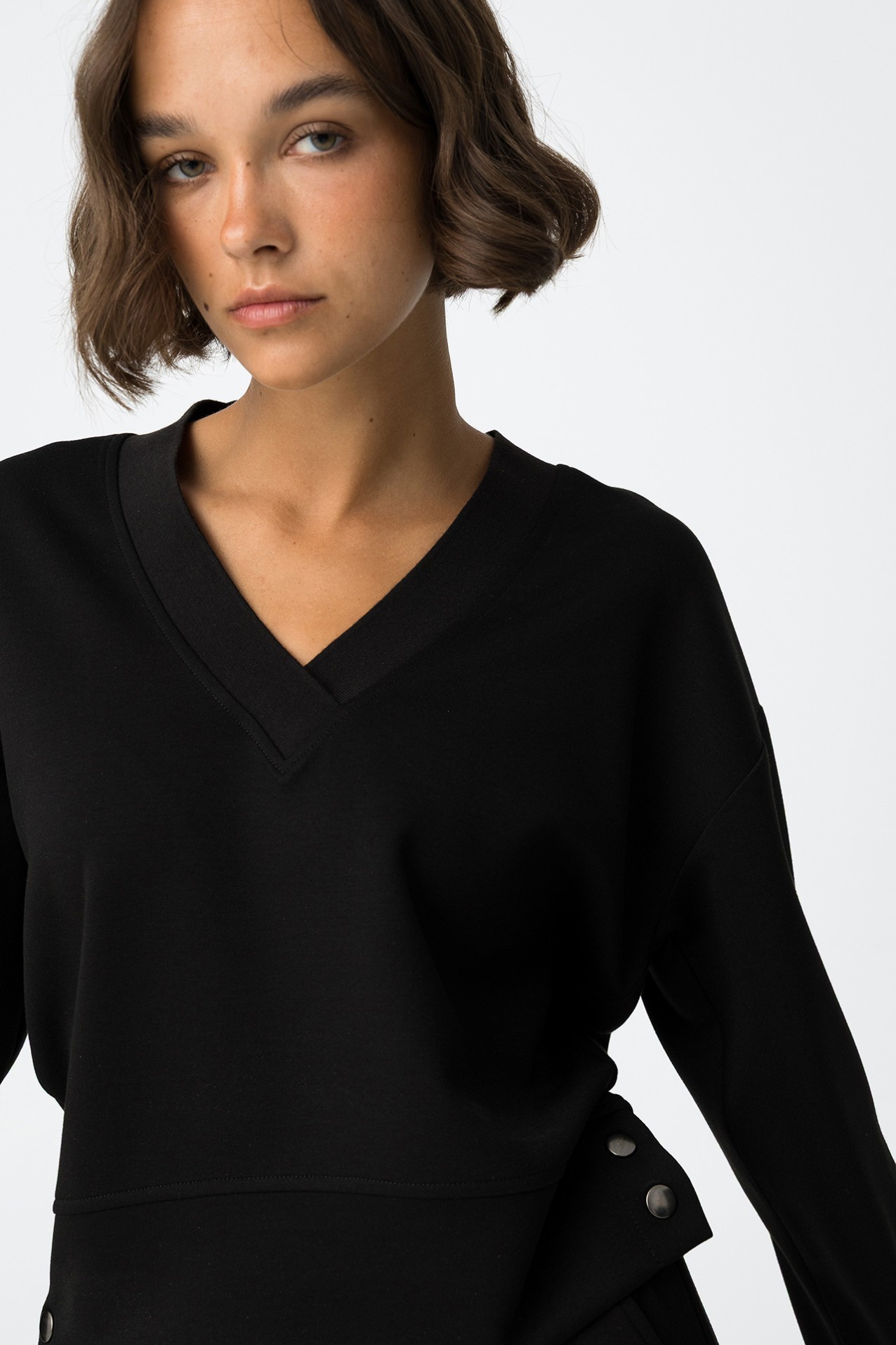 Black V-Neck Sweatshirt