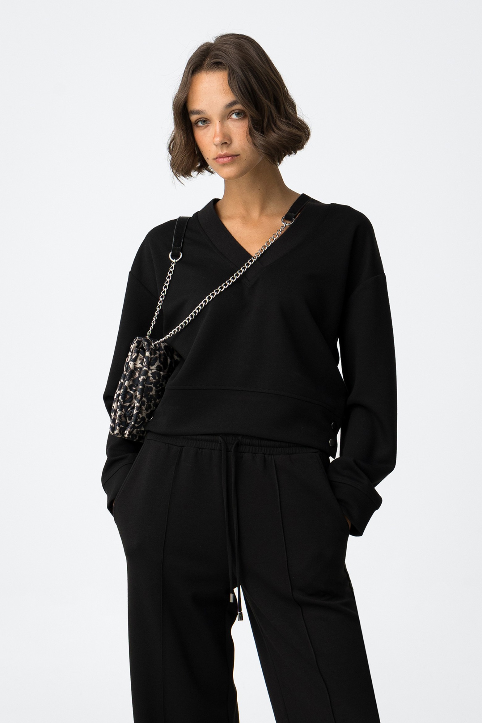 Black V-Neck Sweatshirt