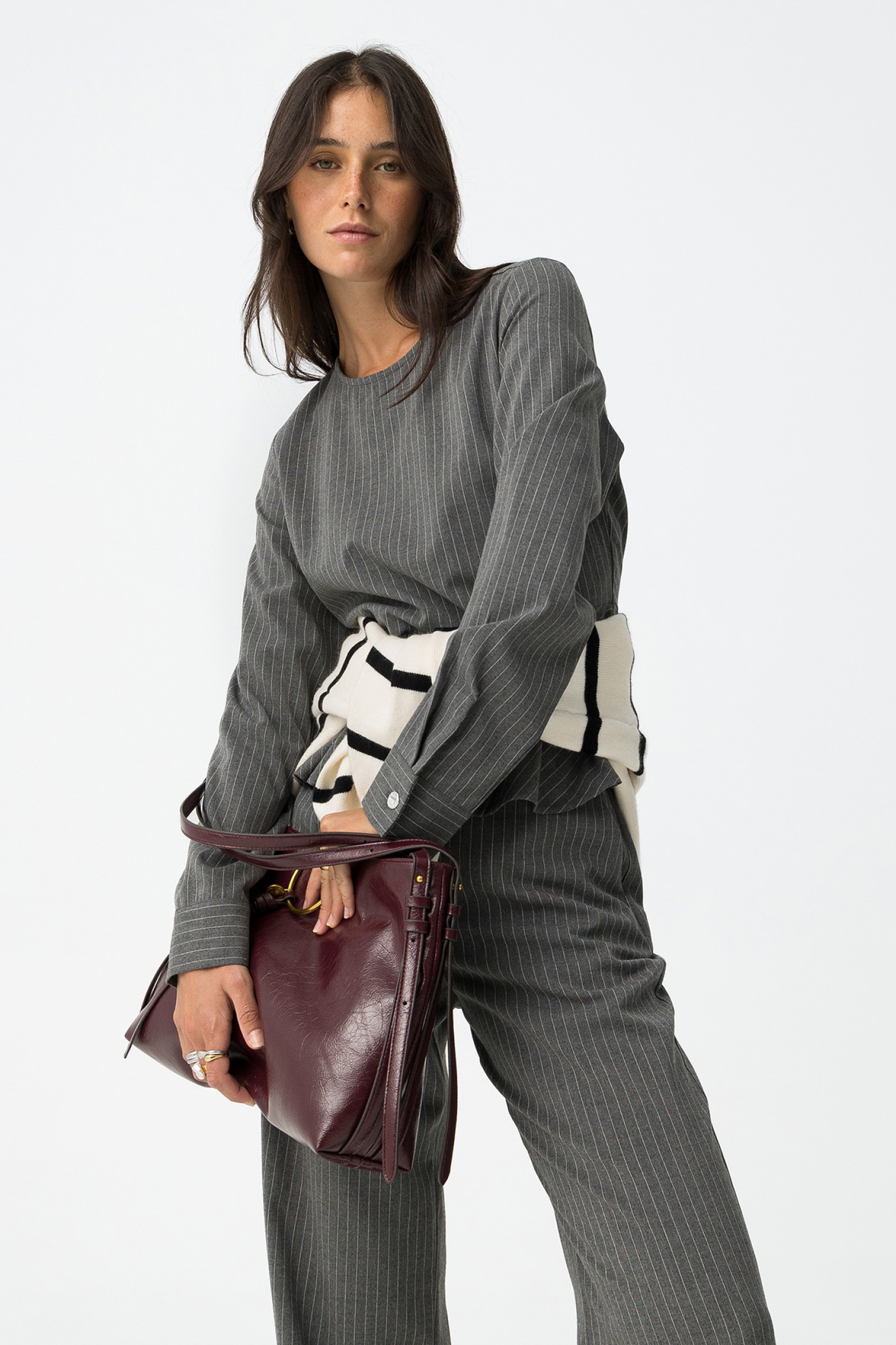 Striped Blouse with Ruffle