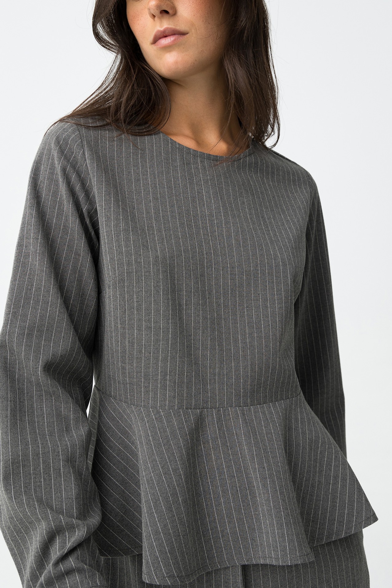 Striped Blouse with Ruffle