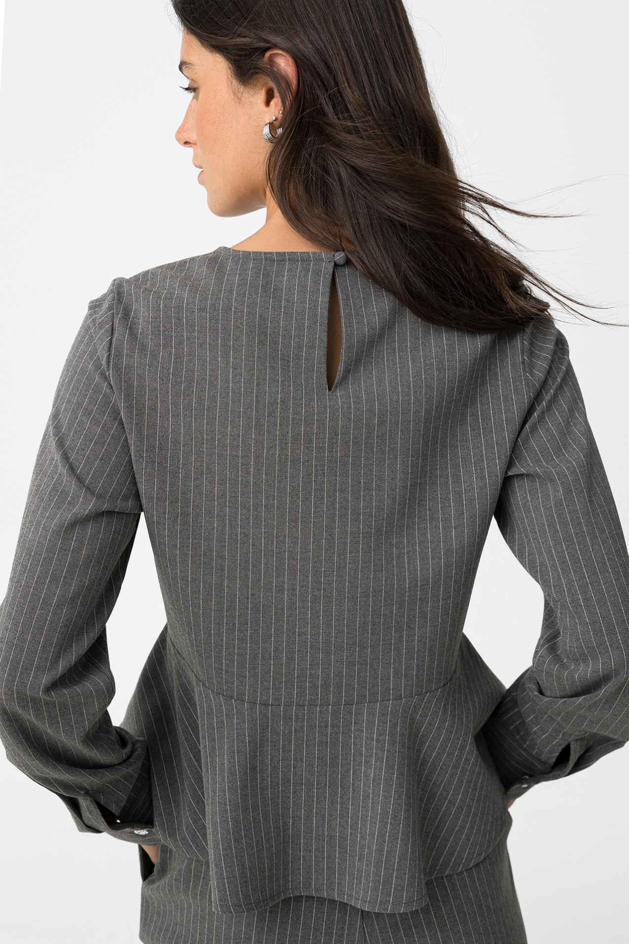 Striped Blouse with Ruffle