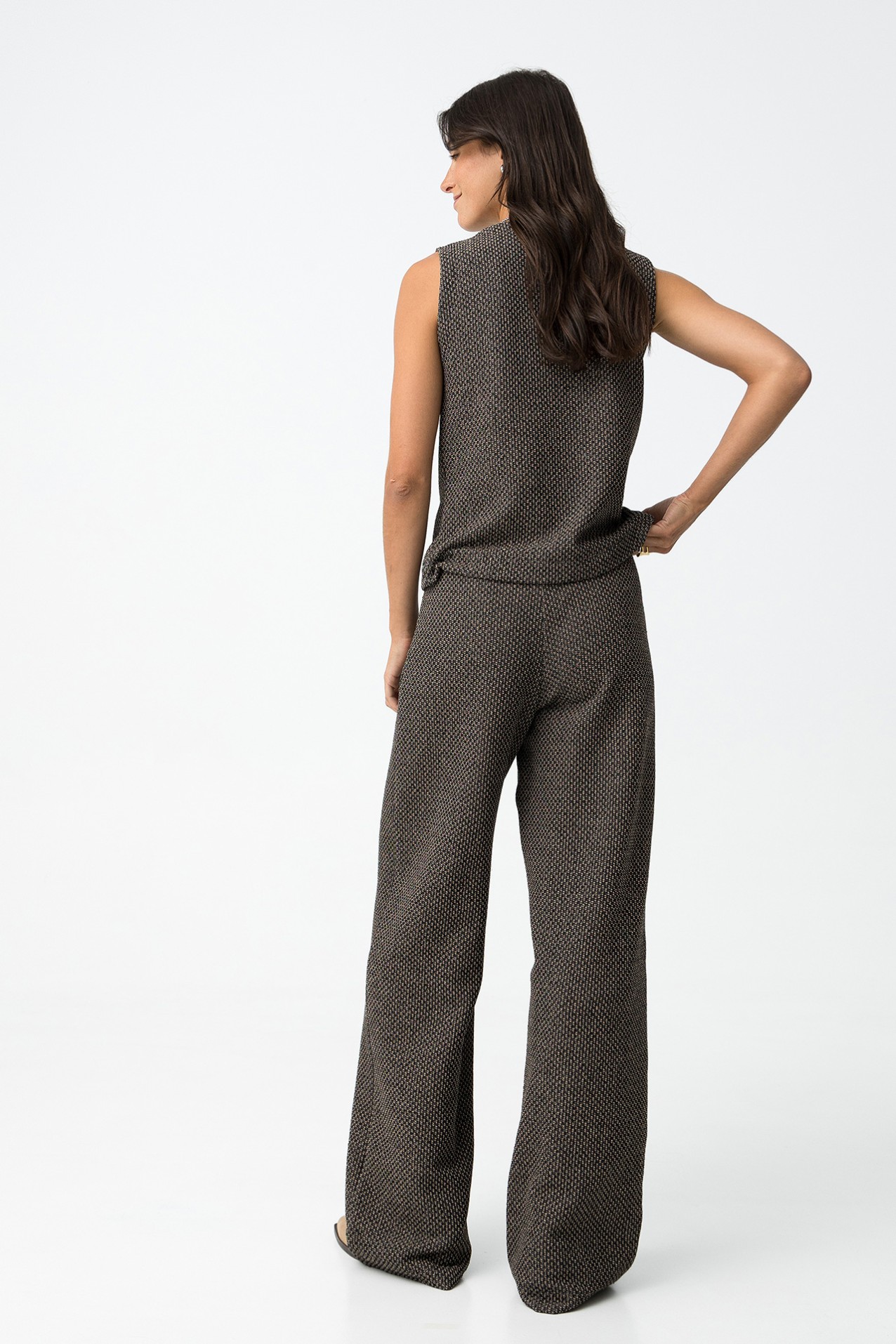 Black Geometric Wide-Leg Pants
