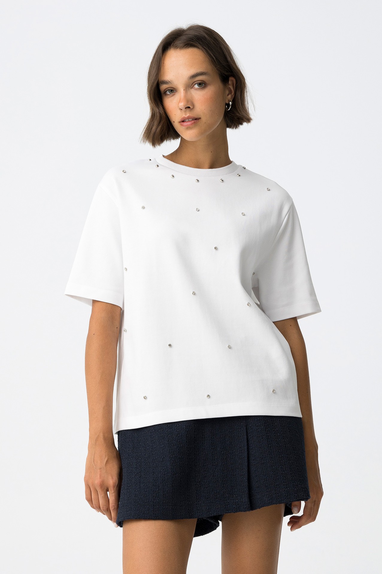 Relaxed T-Shirt with Jewel Embellishments