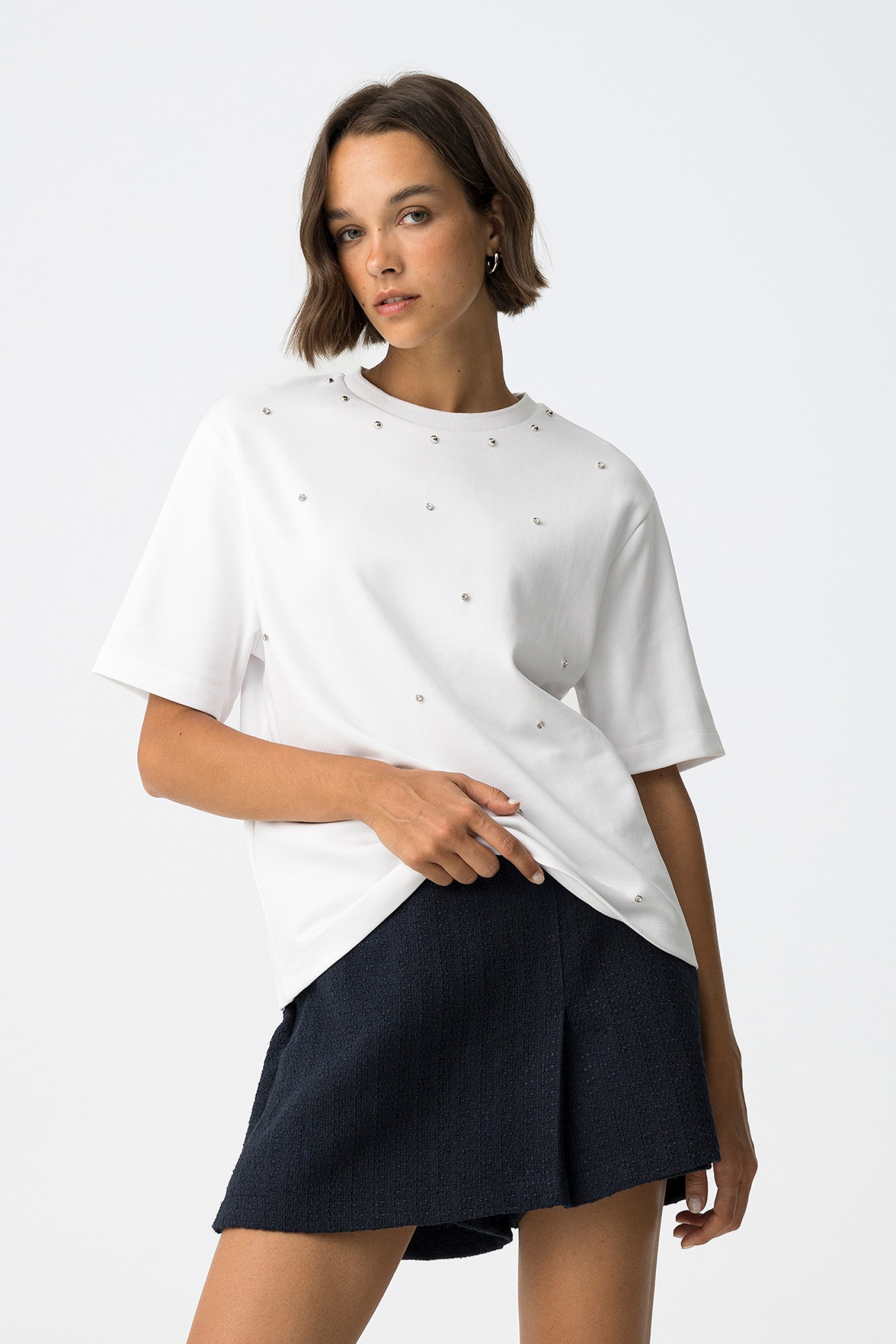 Relaxed T-Shirt with Jewel Embellishments
