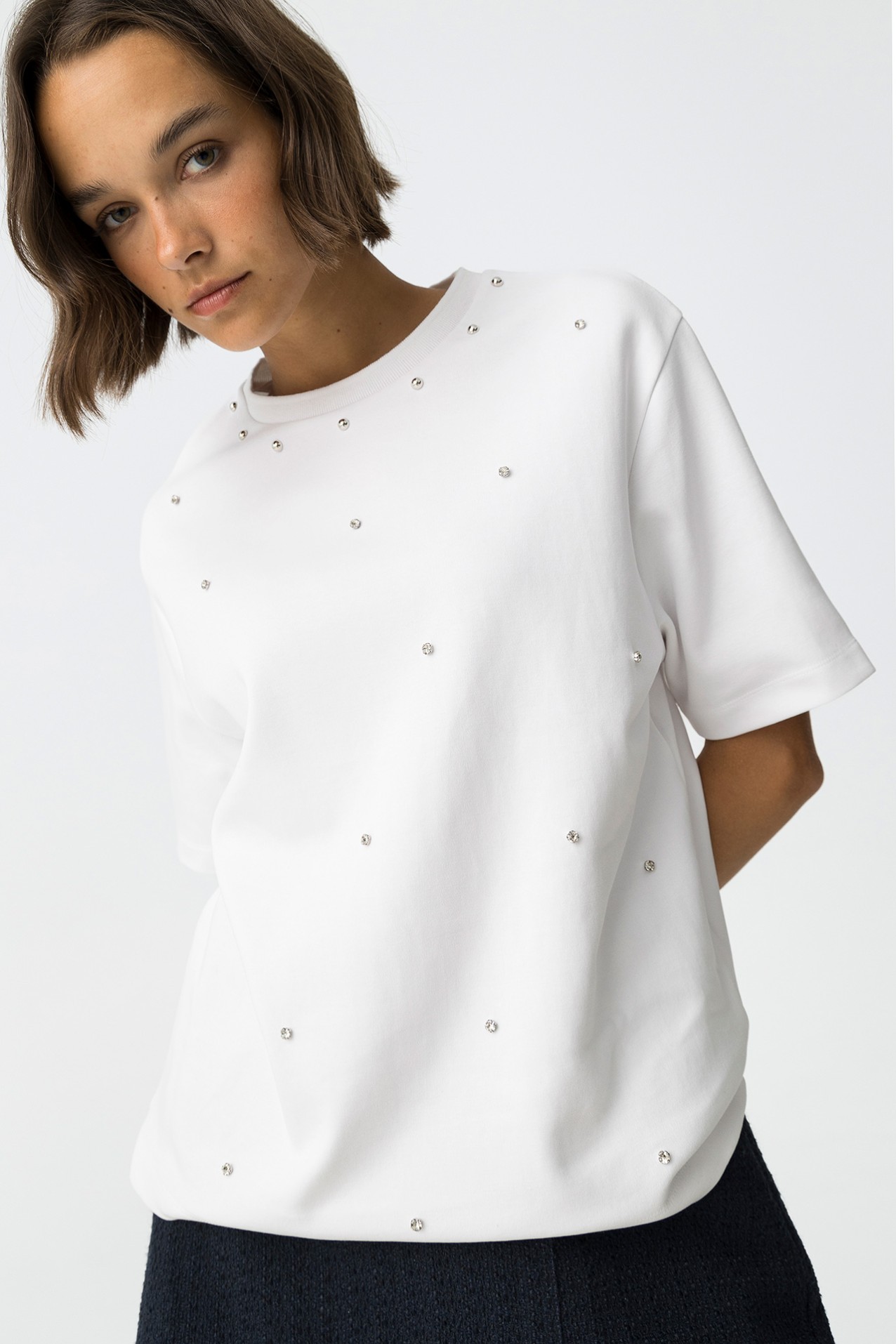 Relaxed T-Shirt with Jewel Embellishments