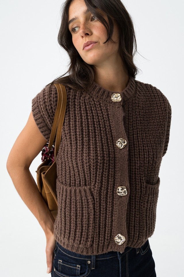 Chaleco Relaxed con Botones Metlicos