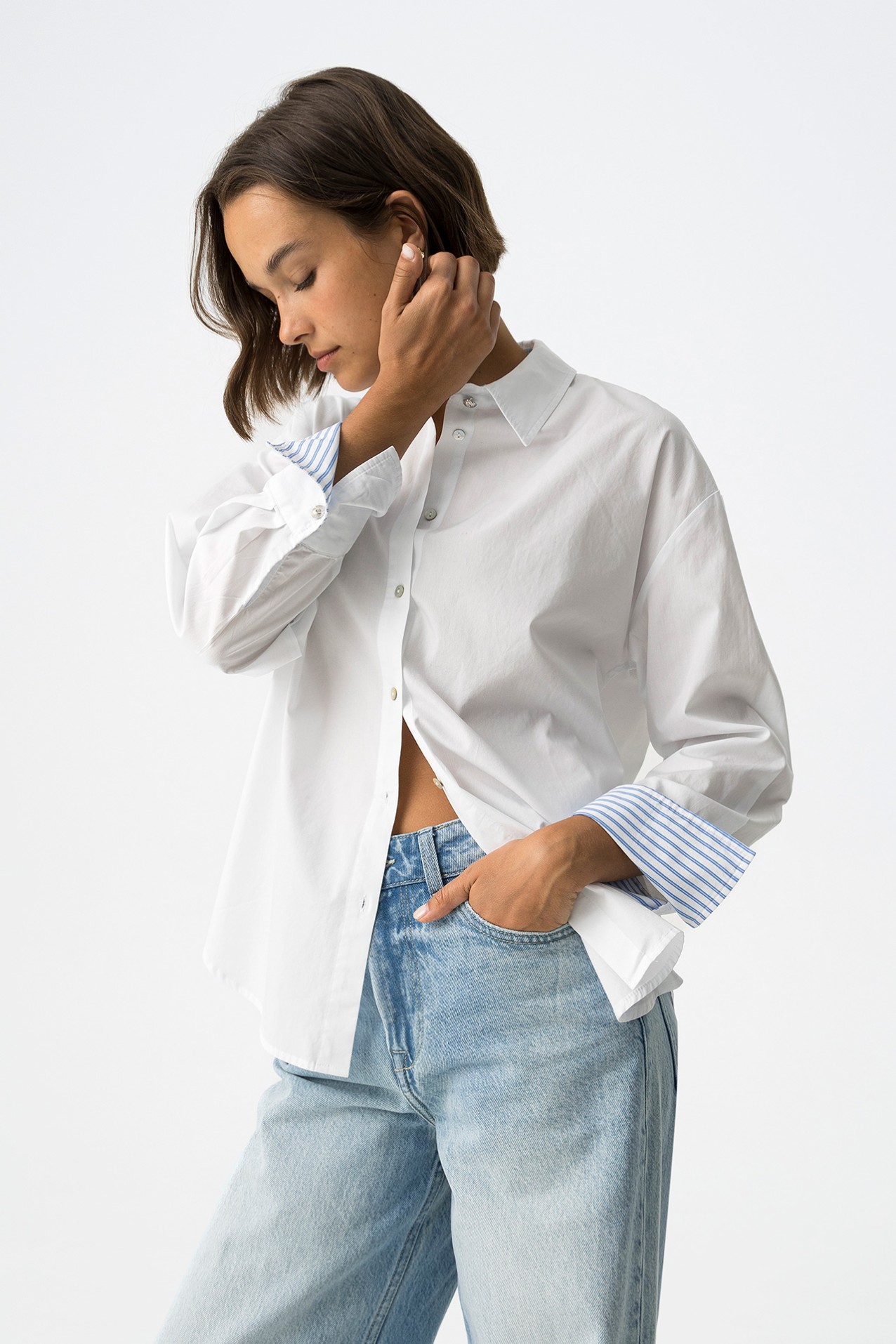 Relaxed Shirt with Metallic Button