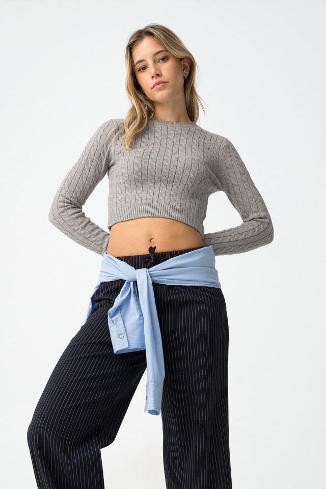 Camisola Slim Fit em Malha de Cabo