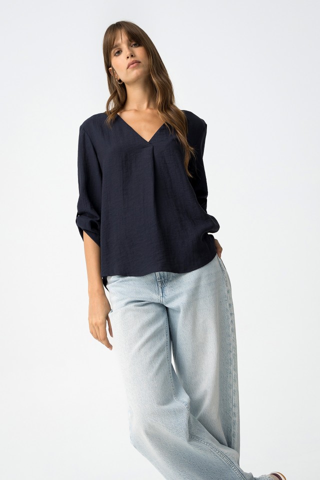 Textured Blouse With Linen