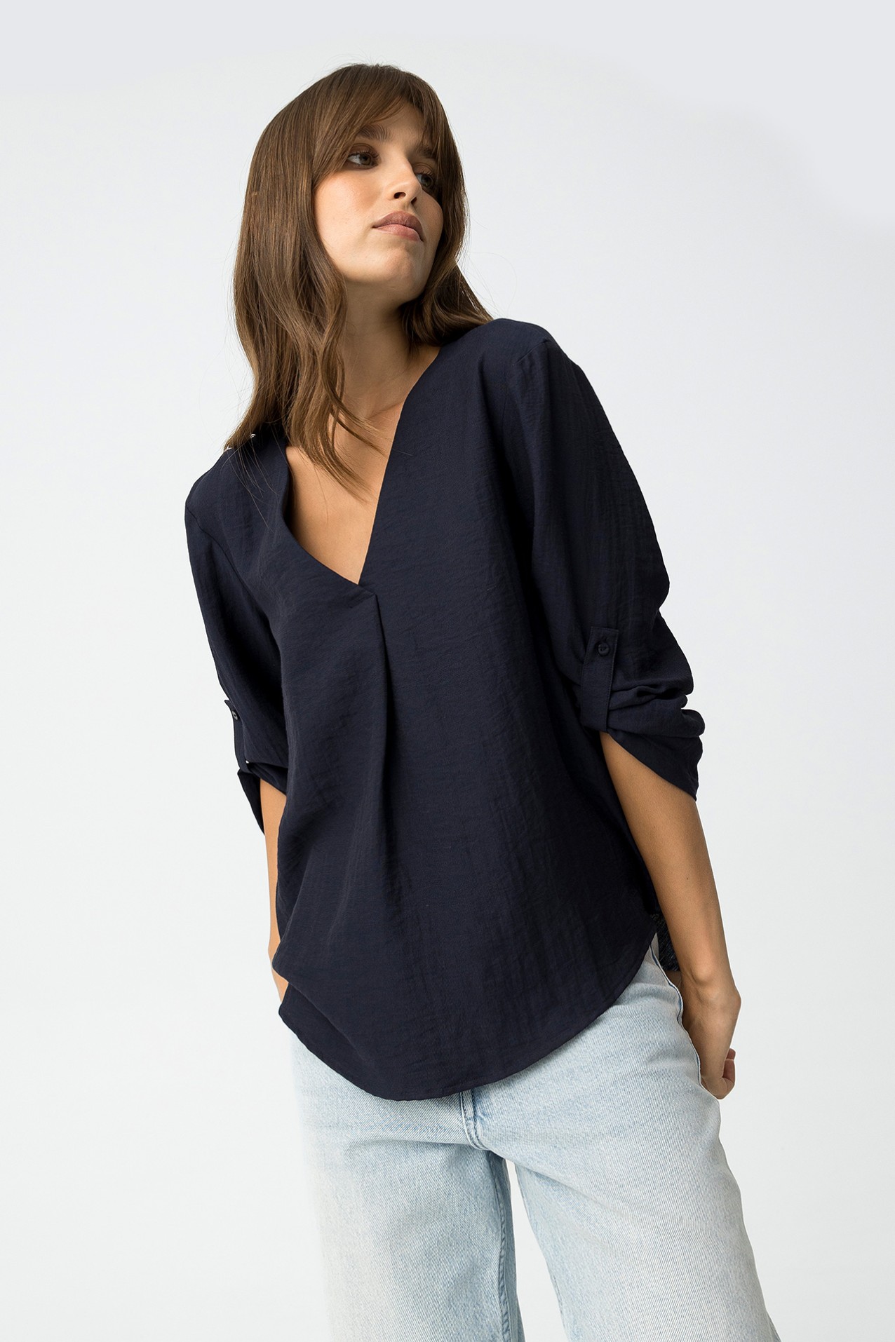 Textured Blouse With Linen