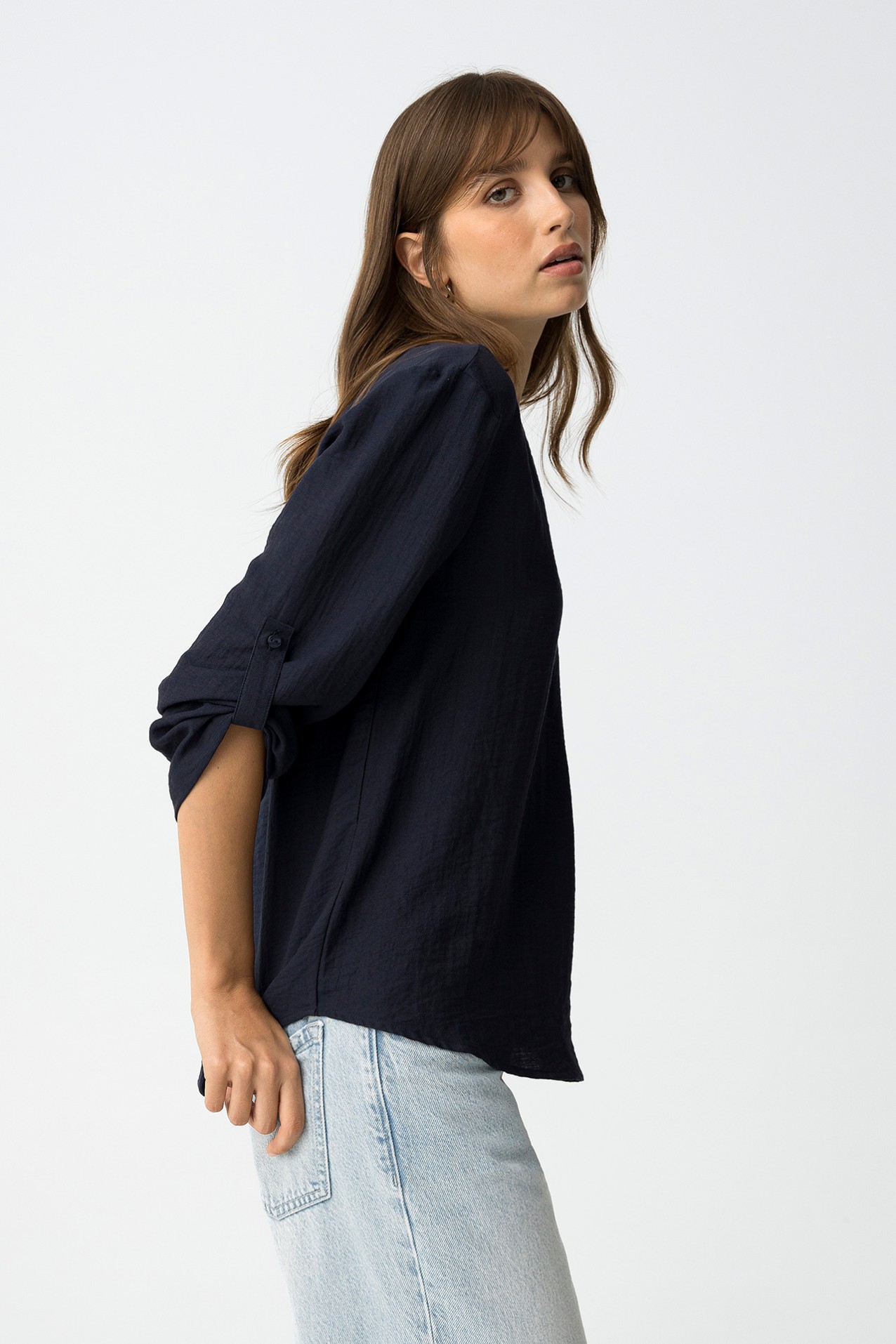 Textured Blouse With Linen