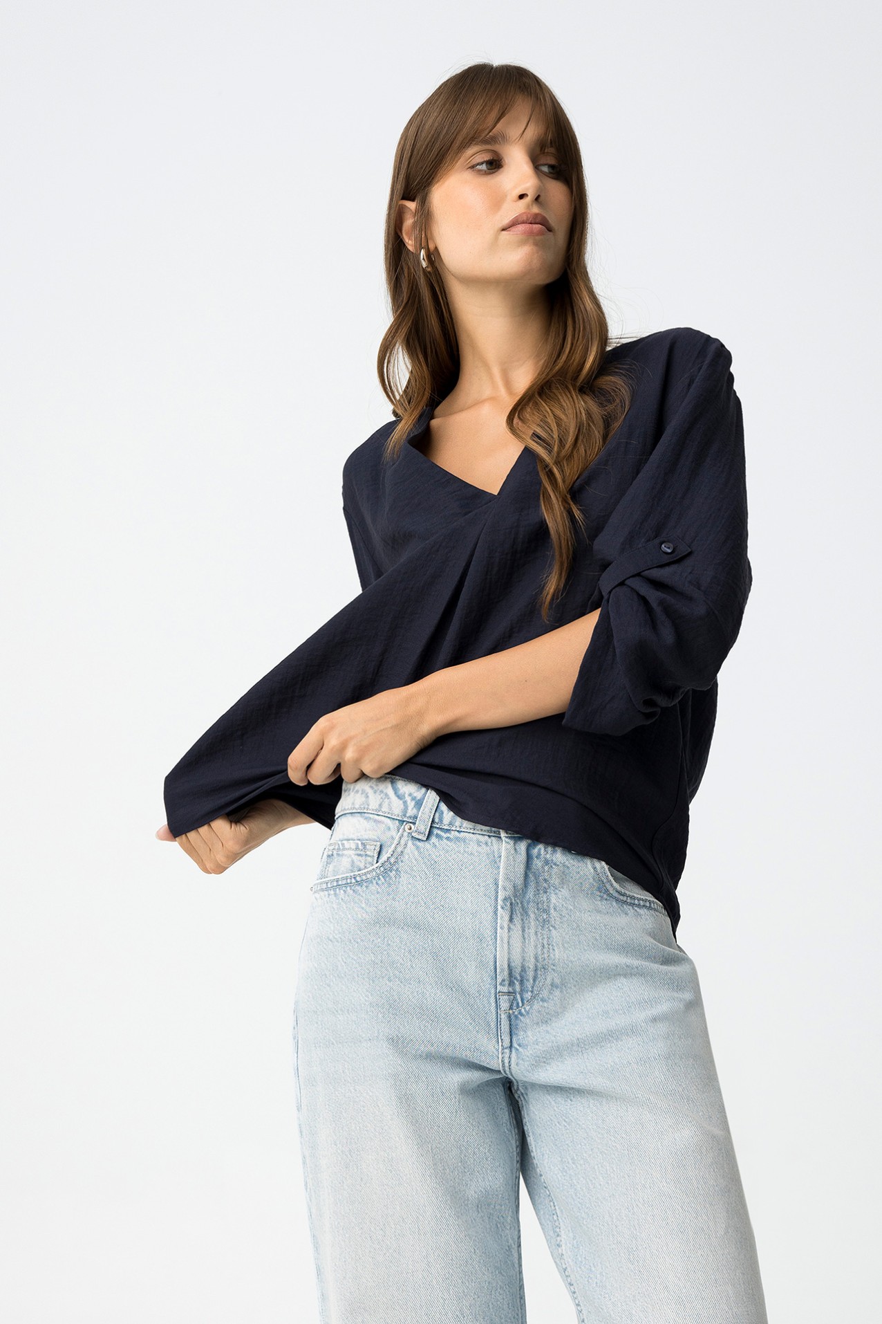 Textured Blouse With Linen