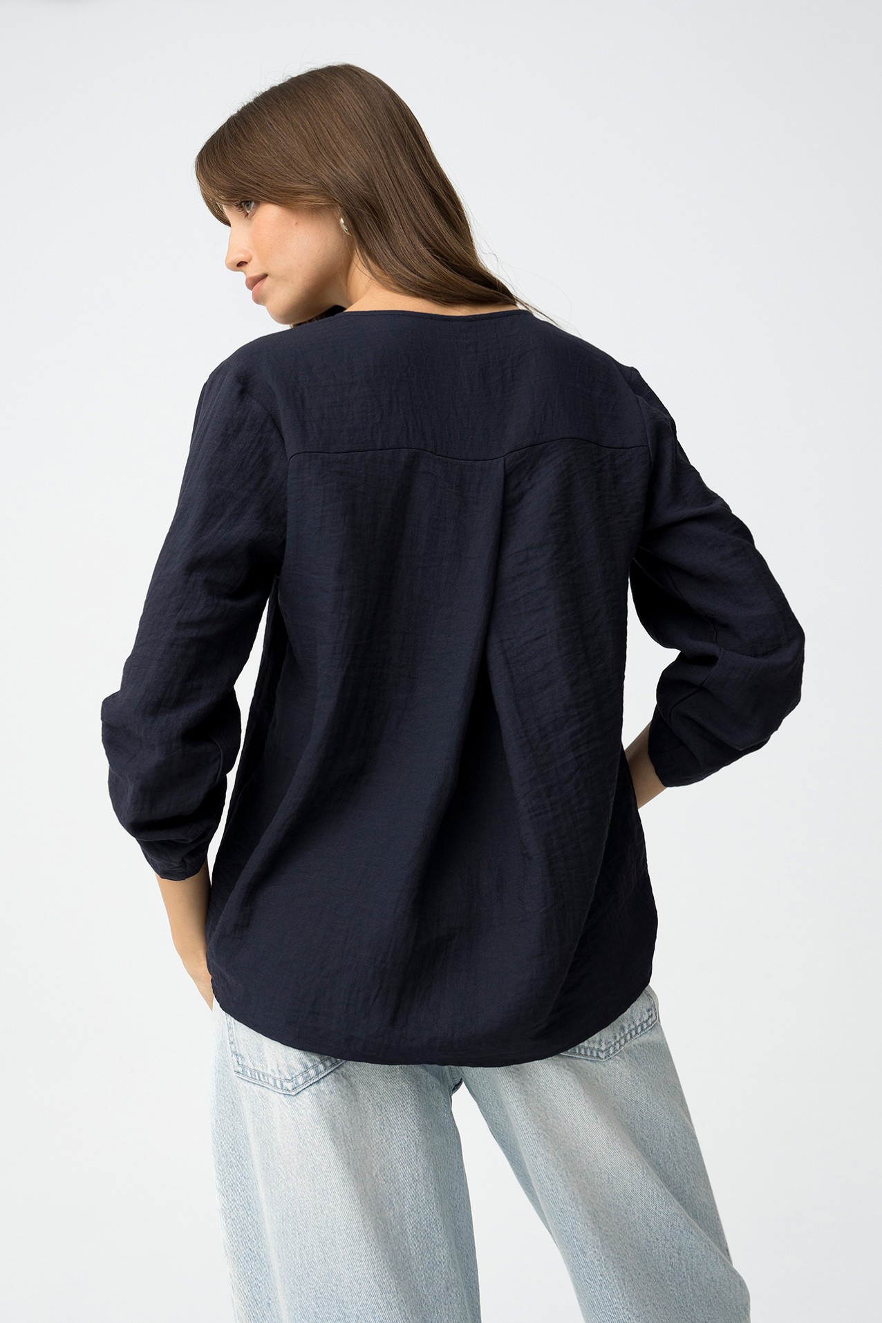 Textured Blouse With Linen