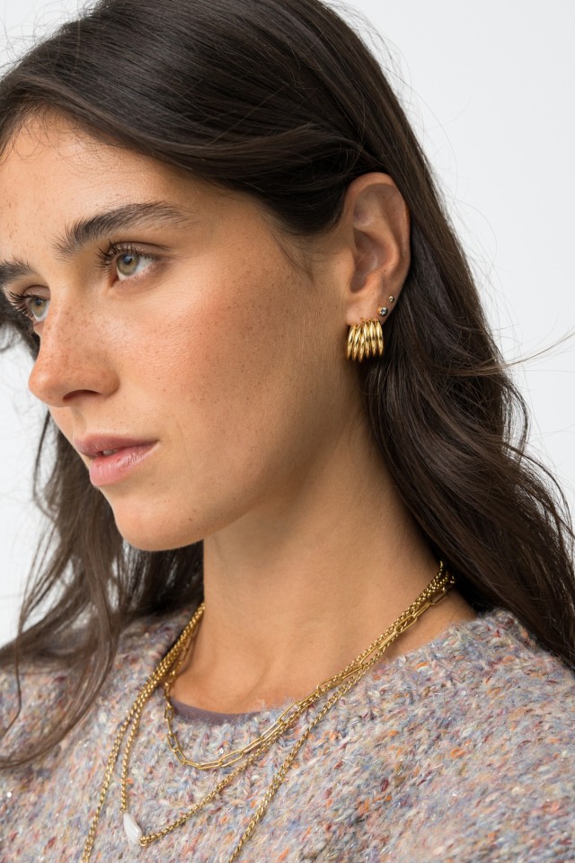 Chunky Spiral Gold Earrings