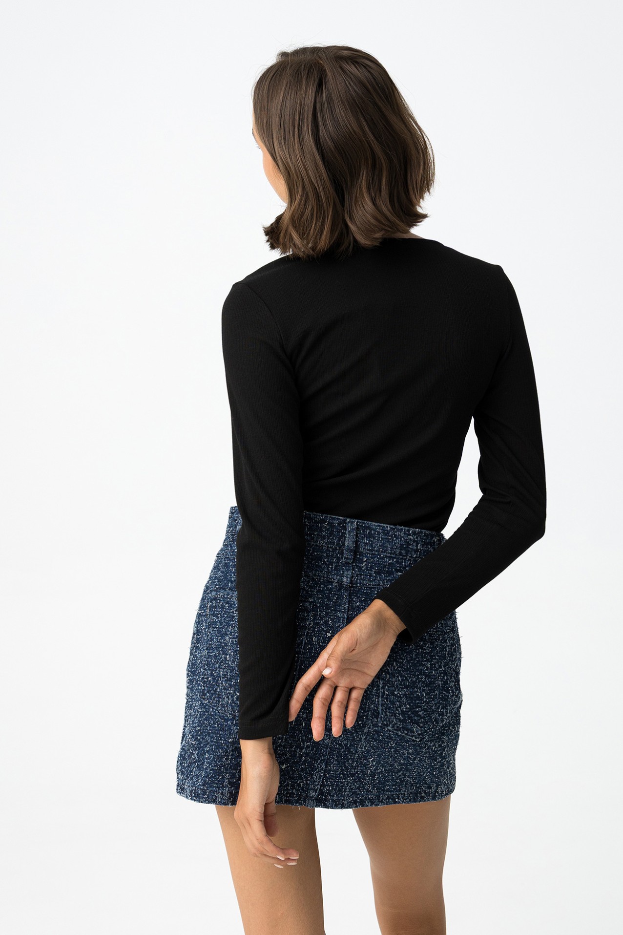 Ribbed T-Shirt with Metal Rings