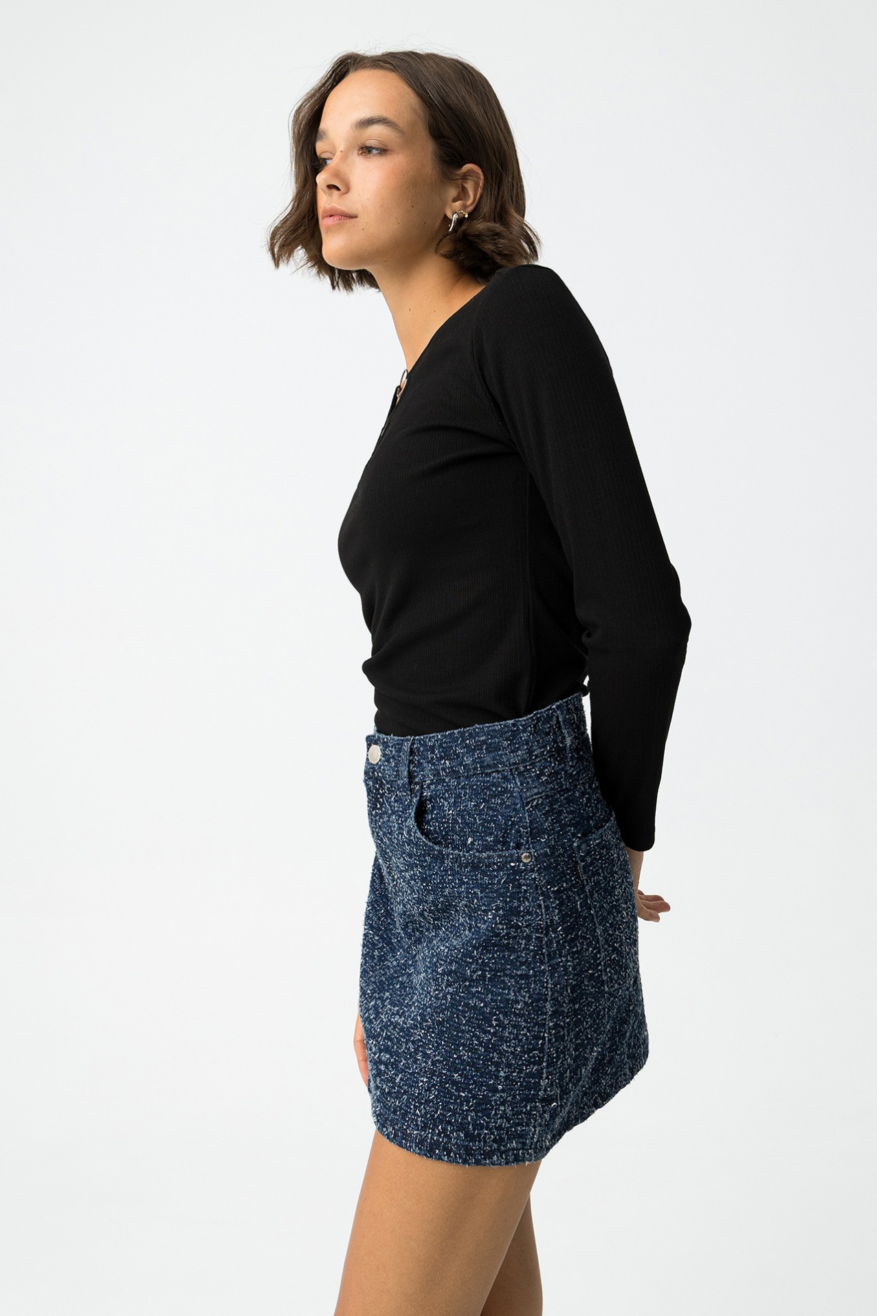 Ribbed T-Shirt with Metal Rings