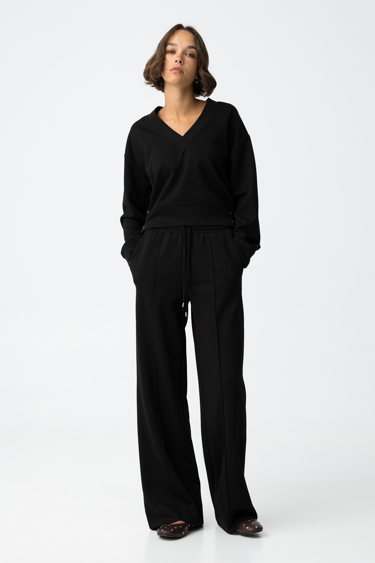 Wide-Leg Knit Trousers