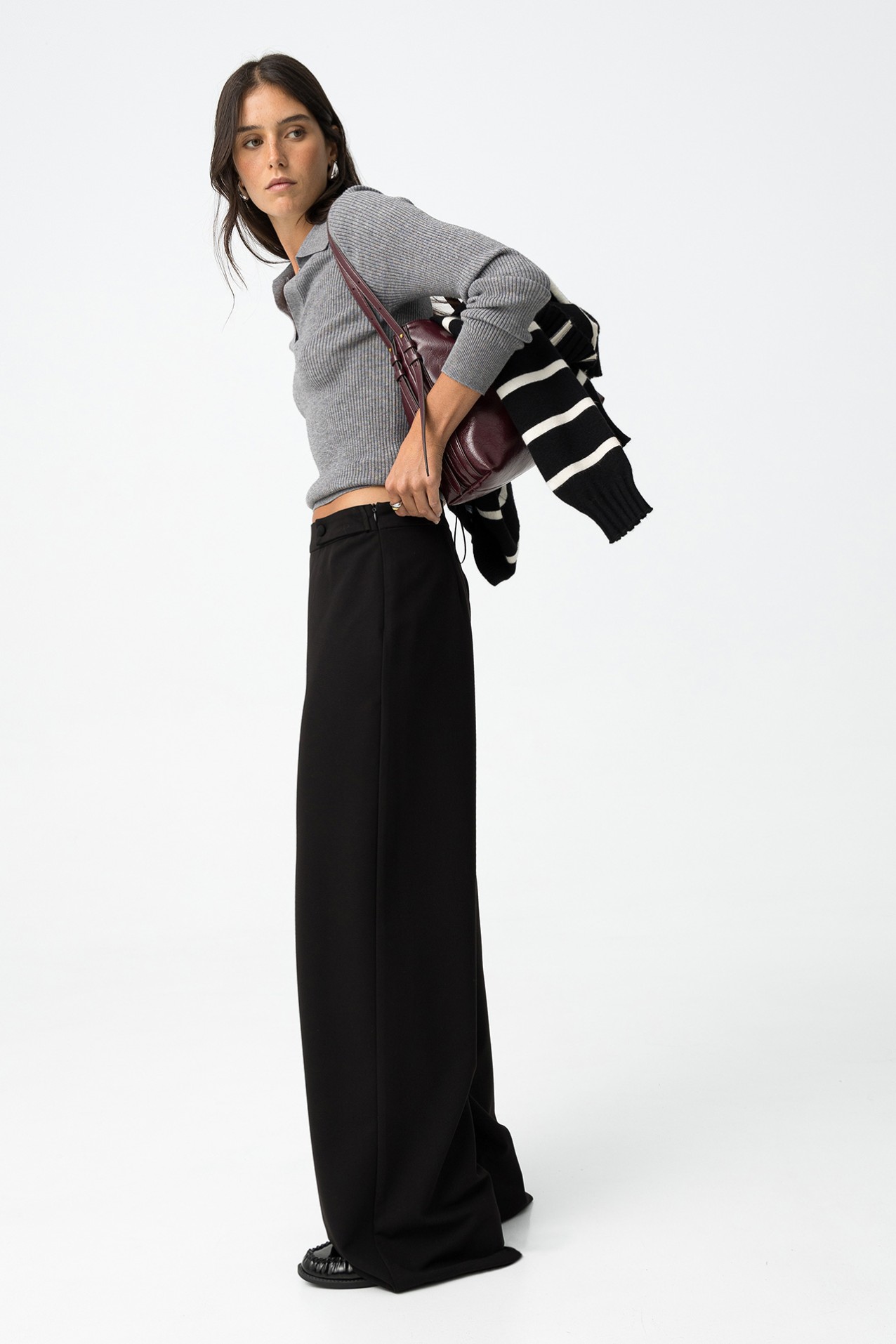 Pantalones Wide Leg con Presillas