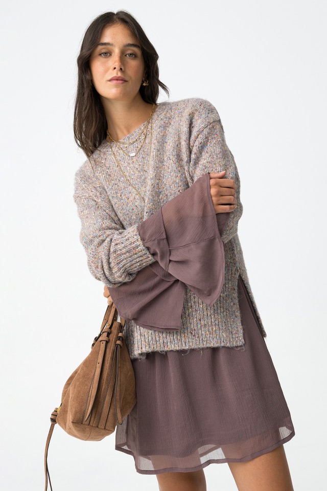 Colorful Knit Sweater with Wool