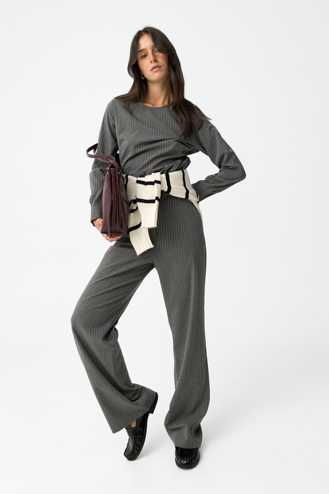 Striped Straight Fit Trousers