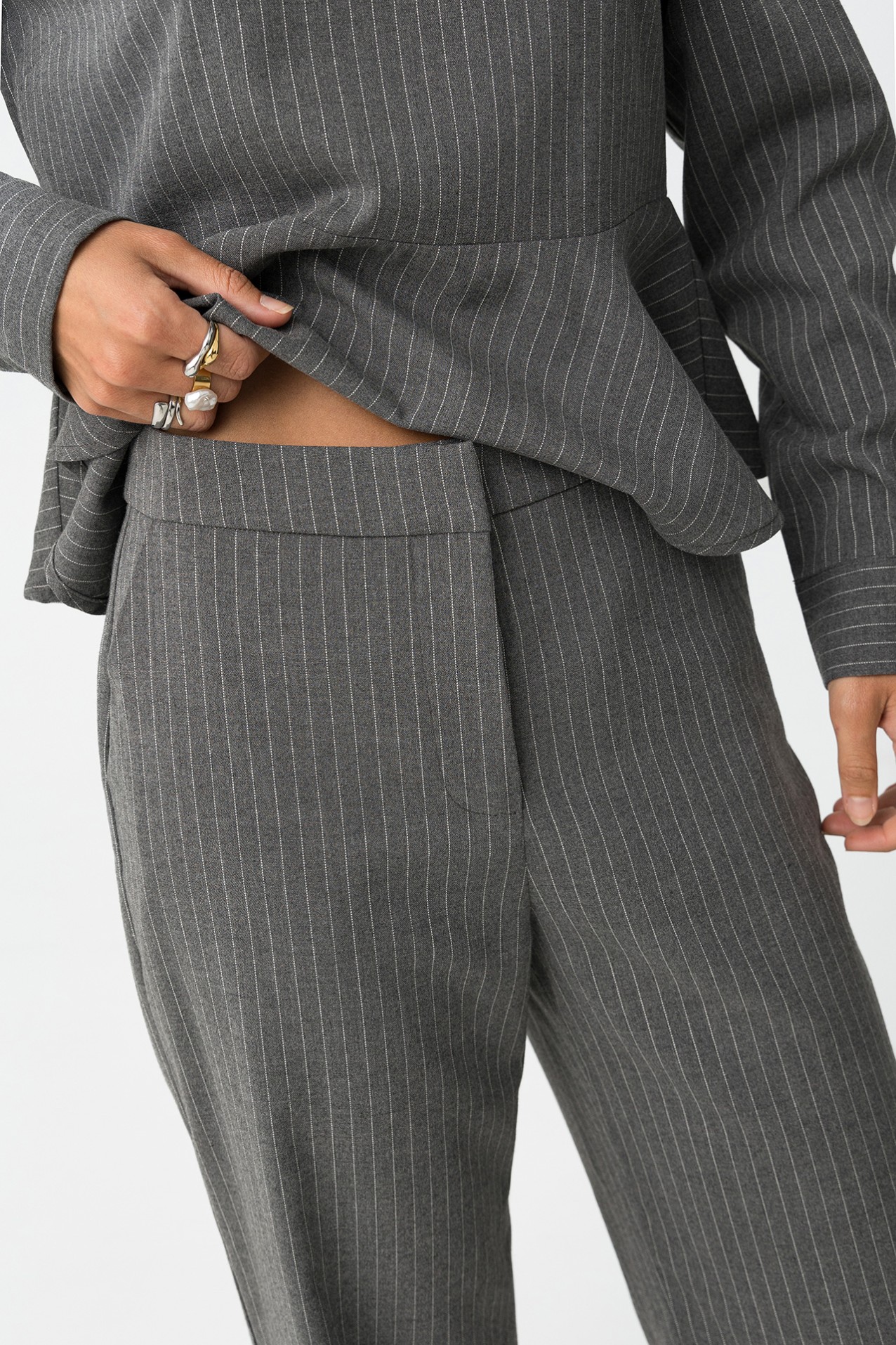 Striped Straight Fit Trousers