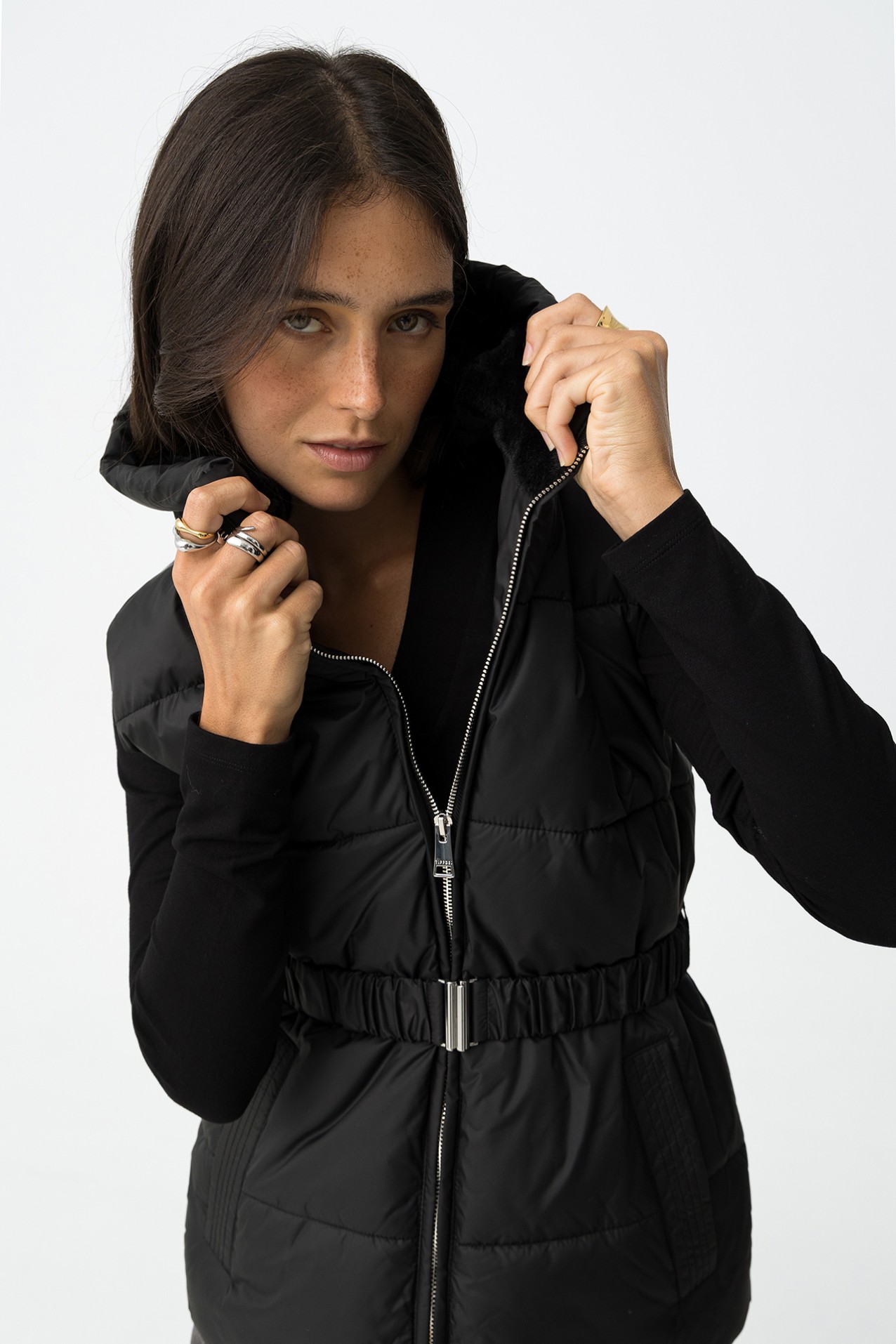 Quilted Vest with Belt