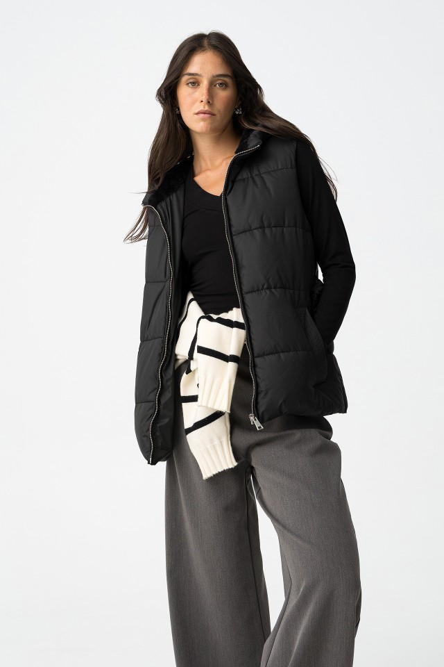 Quilted Vest with Belt