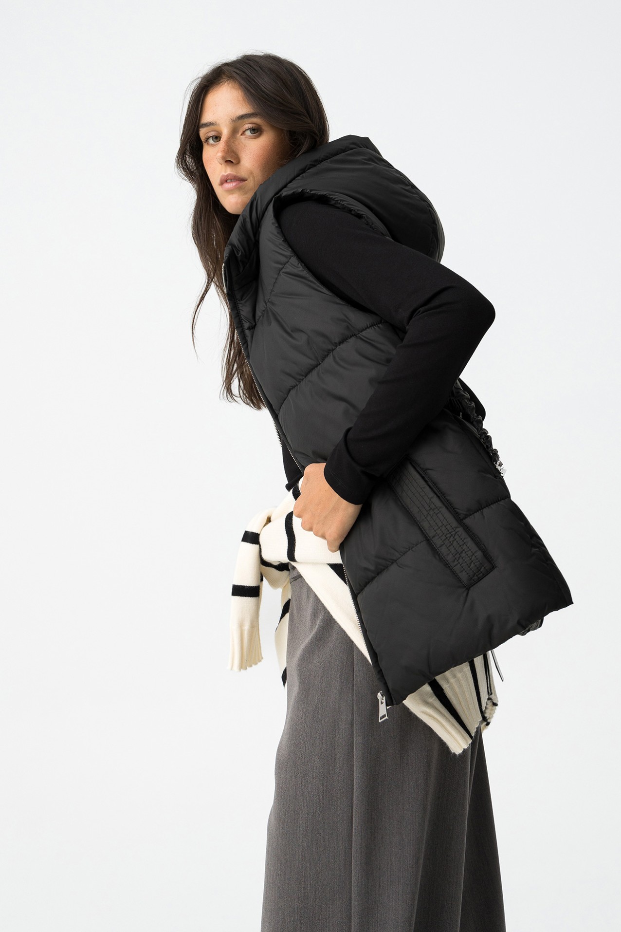 Quilted Vest with Belt