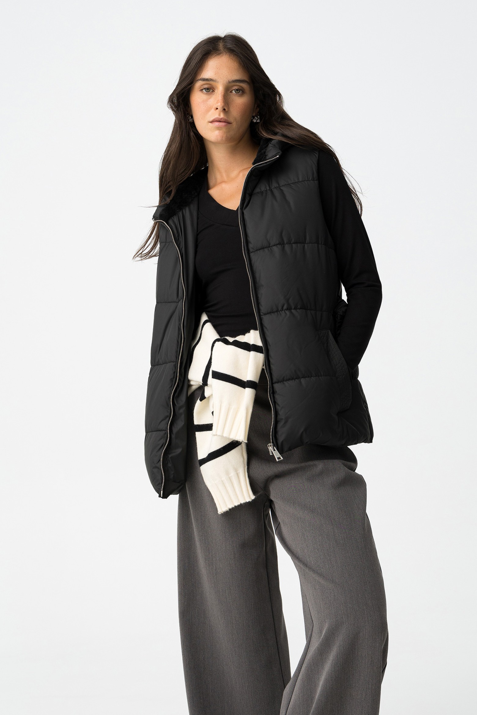 Quilted Vest with Belt