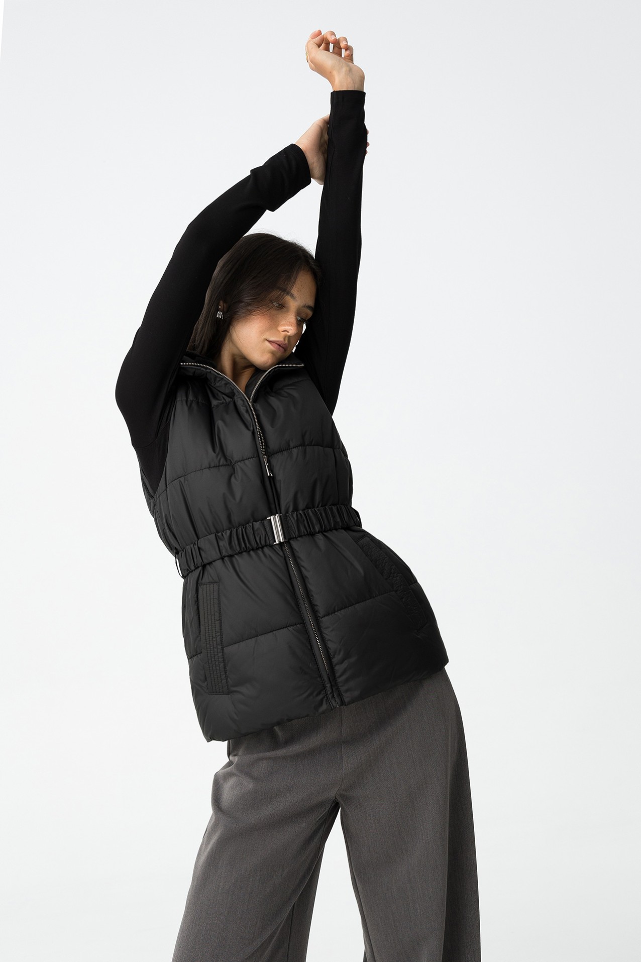 Quilted Vest with Belt