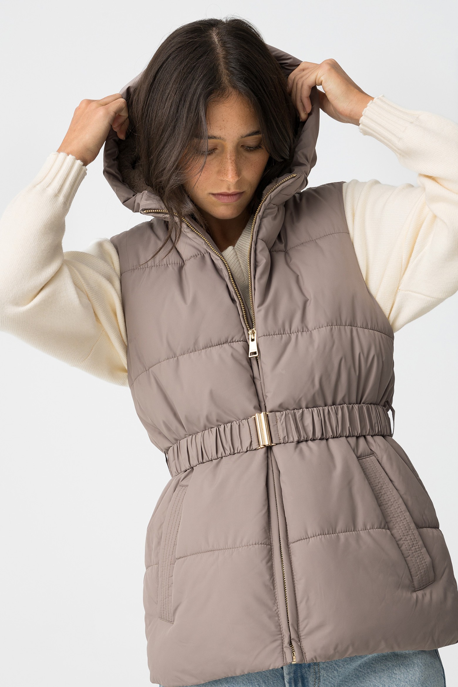 Quilted Vest with Belt