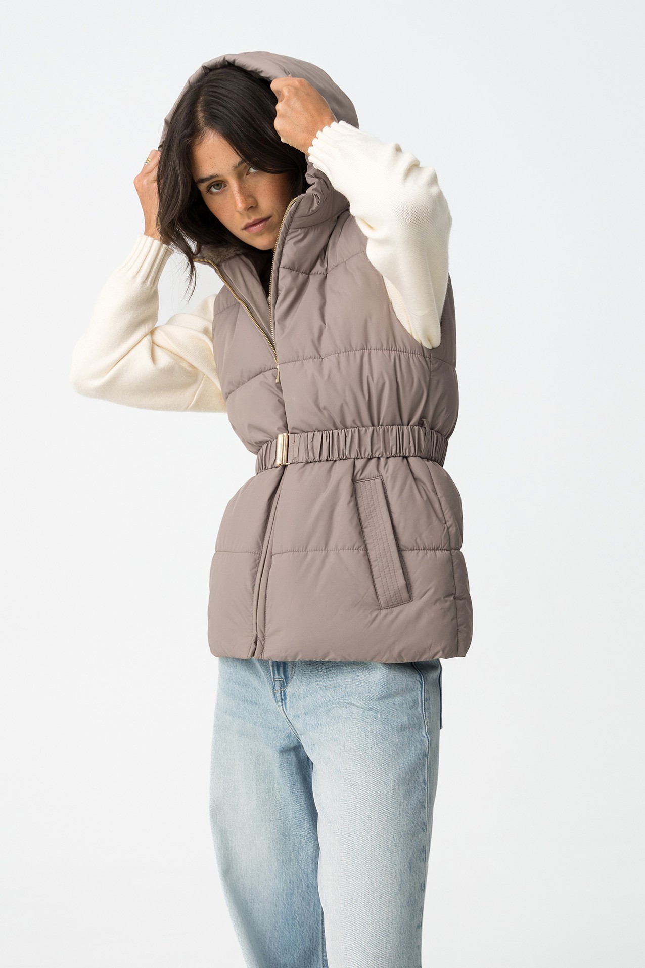 Chaleco Acolchado con Cinturn