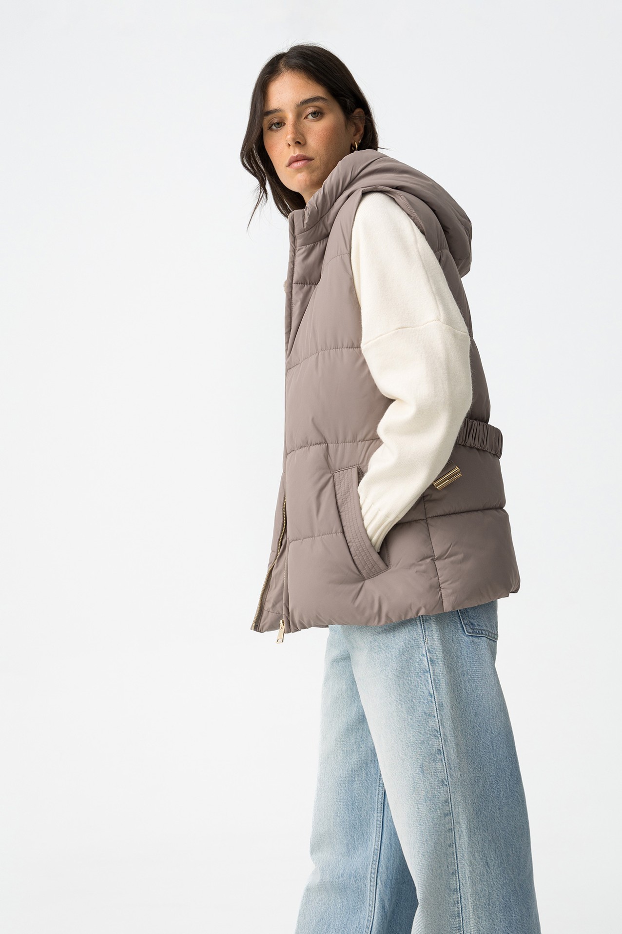 Chaleco Acolchado con Cinturn