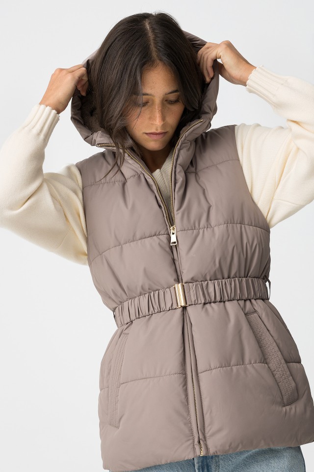 Quilted Vest with Belt