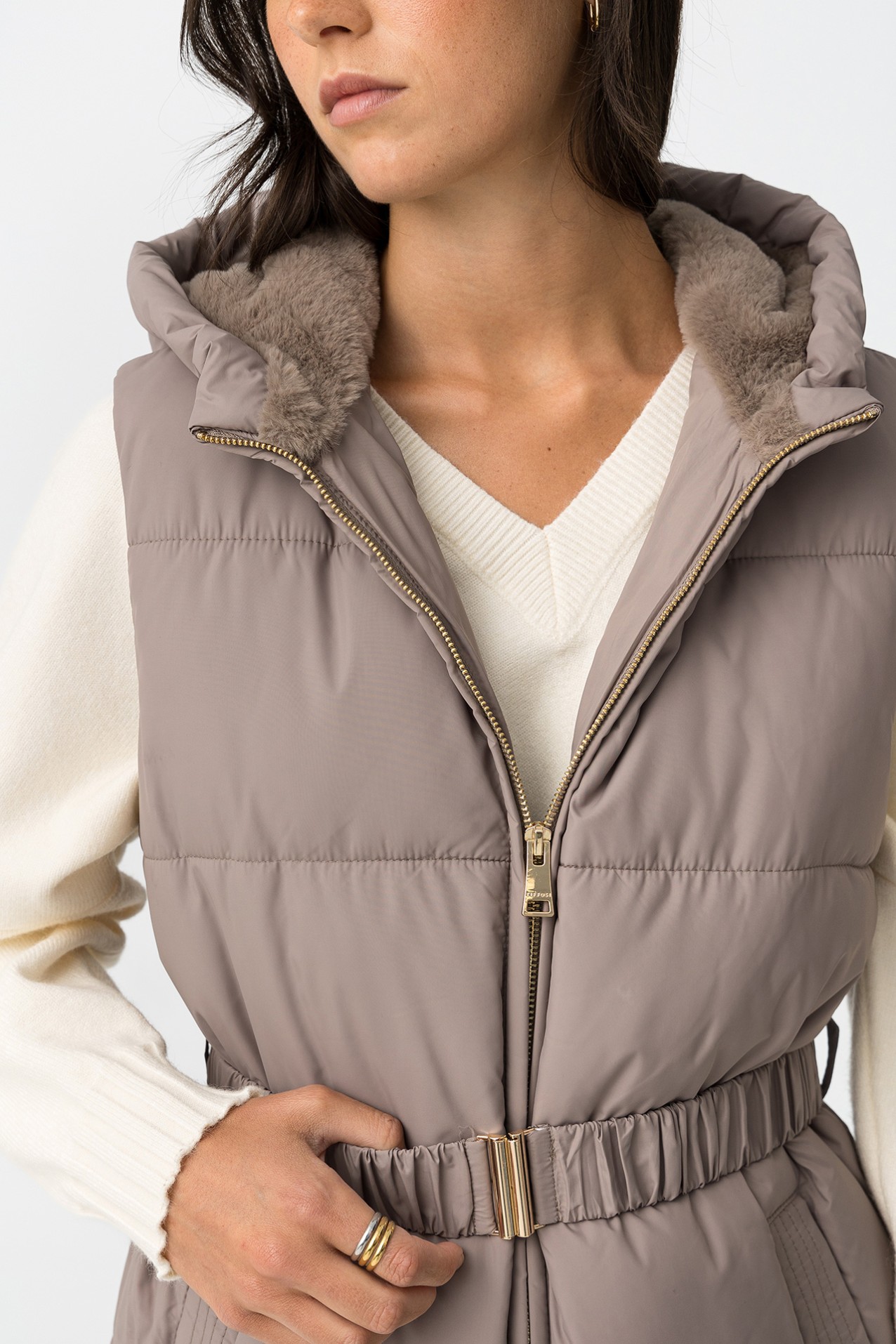 Chaleco Acolchado con Cinturn