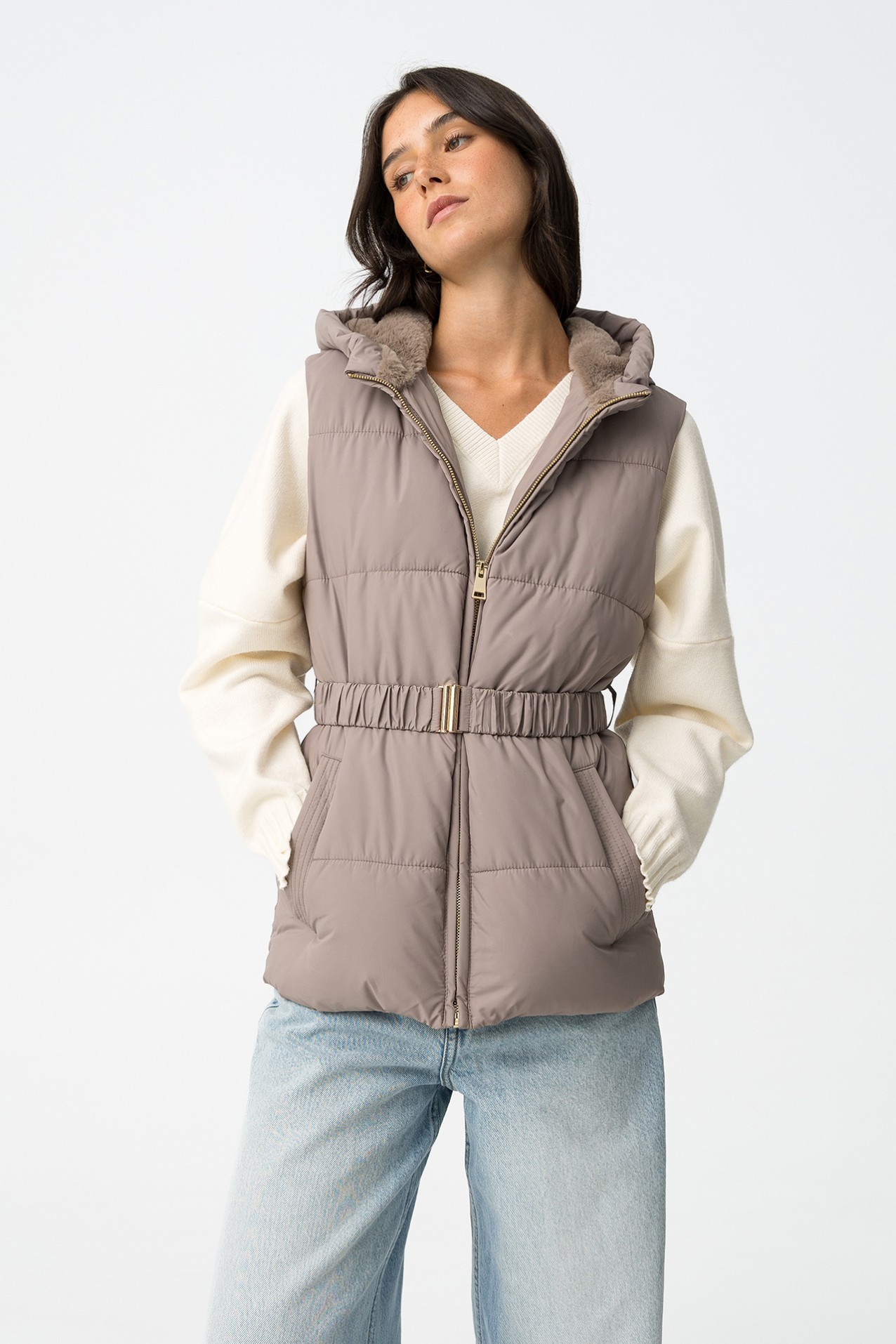 Chaleco Acolchado con Cinturn