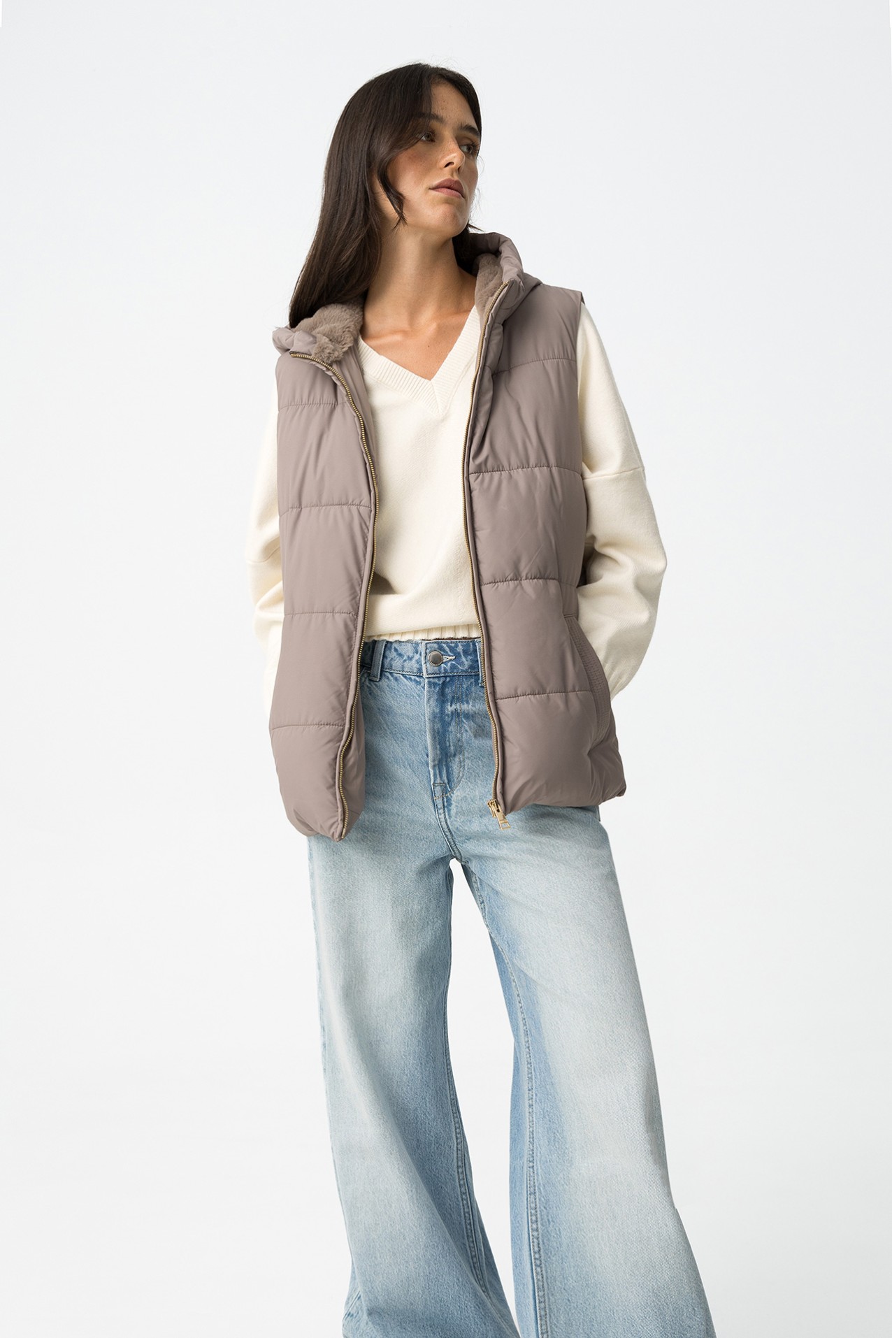 Chaleco Acolchado con Cinturn