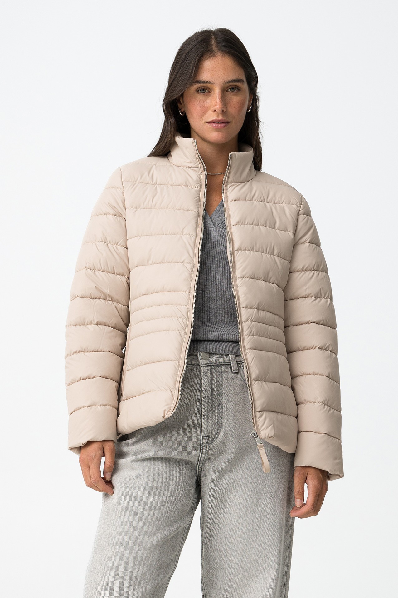 Dark Beige Puffer Jacket