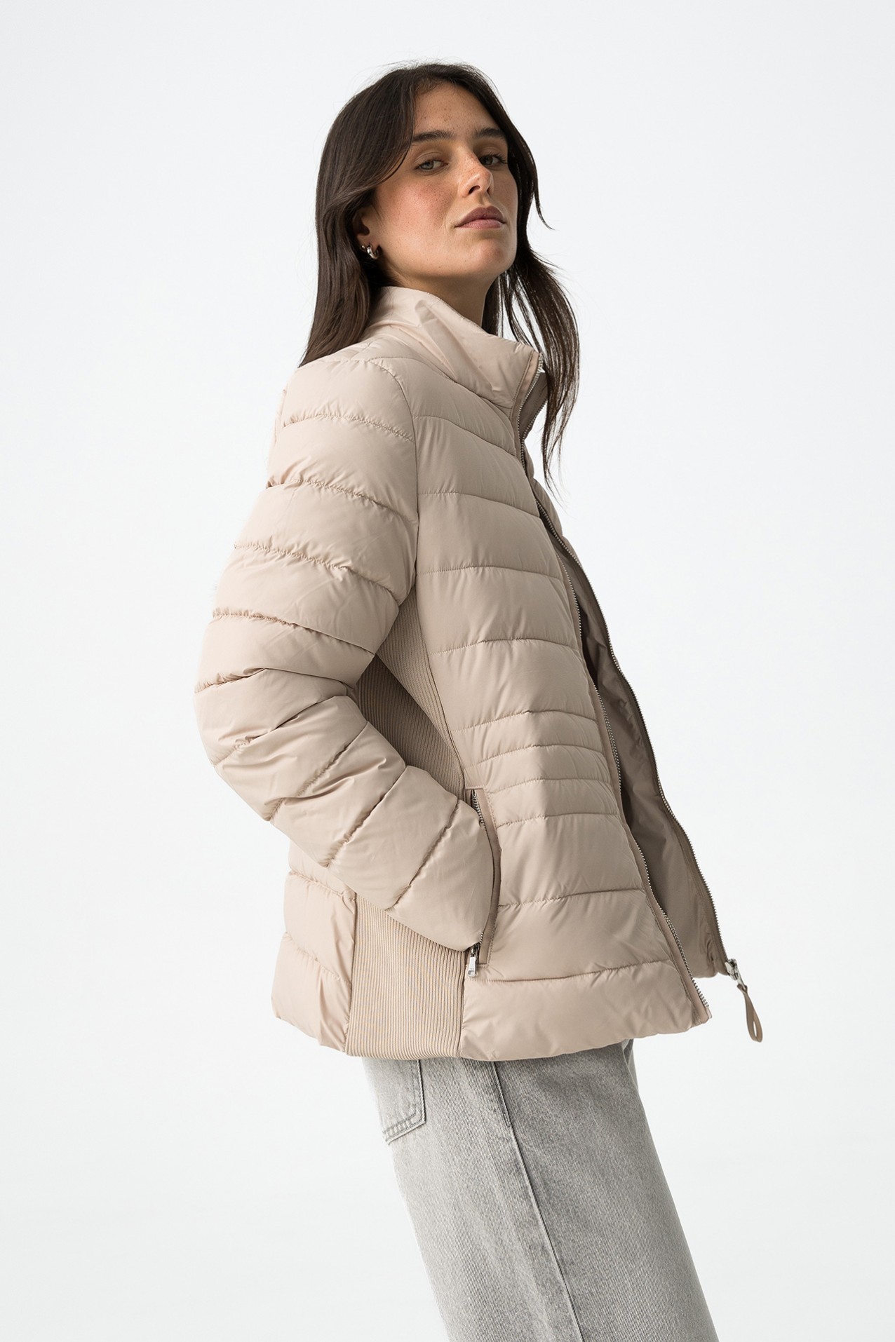 Dark Beige Puffer Jacket