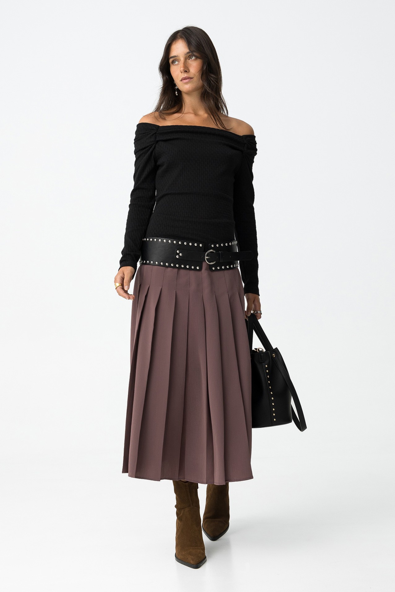 Textured Skirt with Pleats