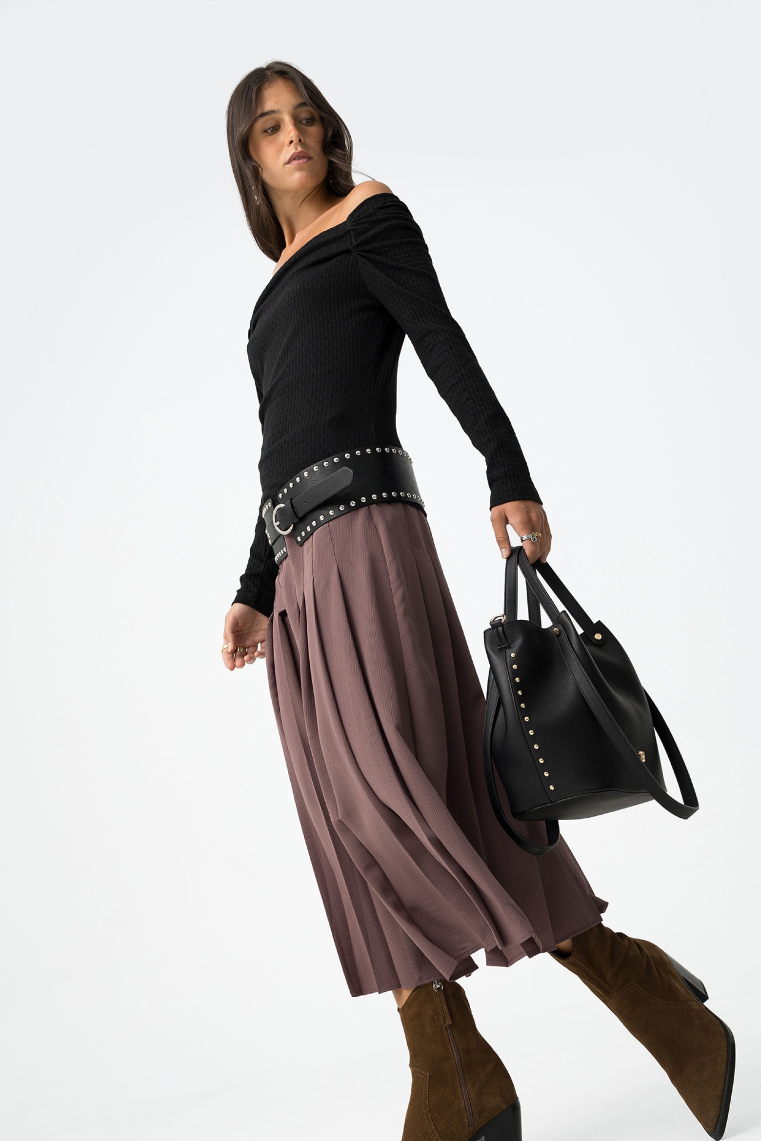 Textured Skirt with Pleats