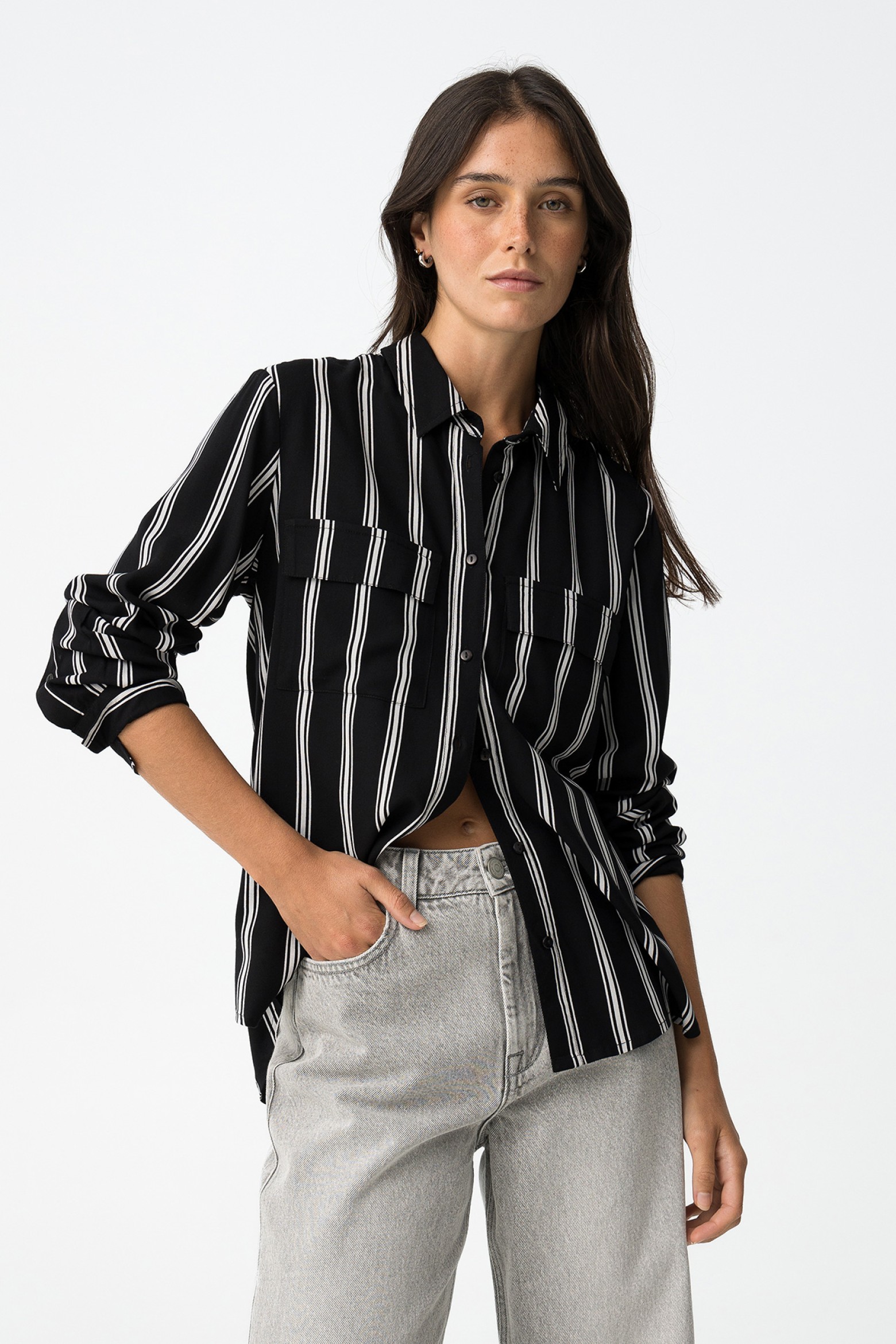 Striped shirt with pockets