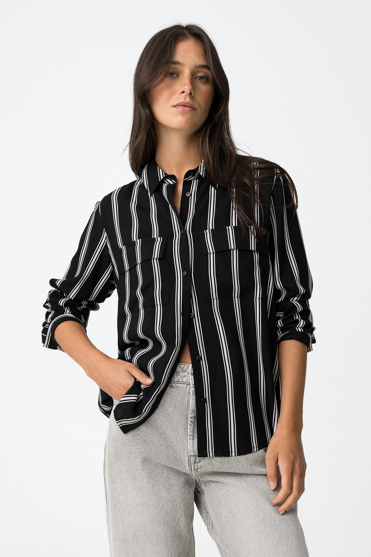 Striped shirt with pockets